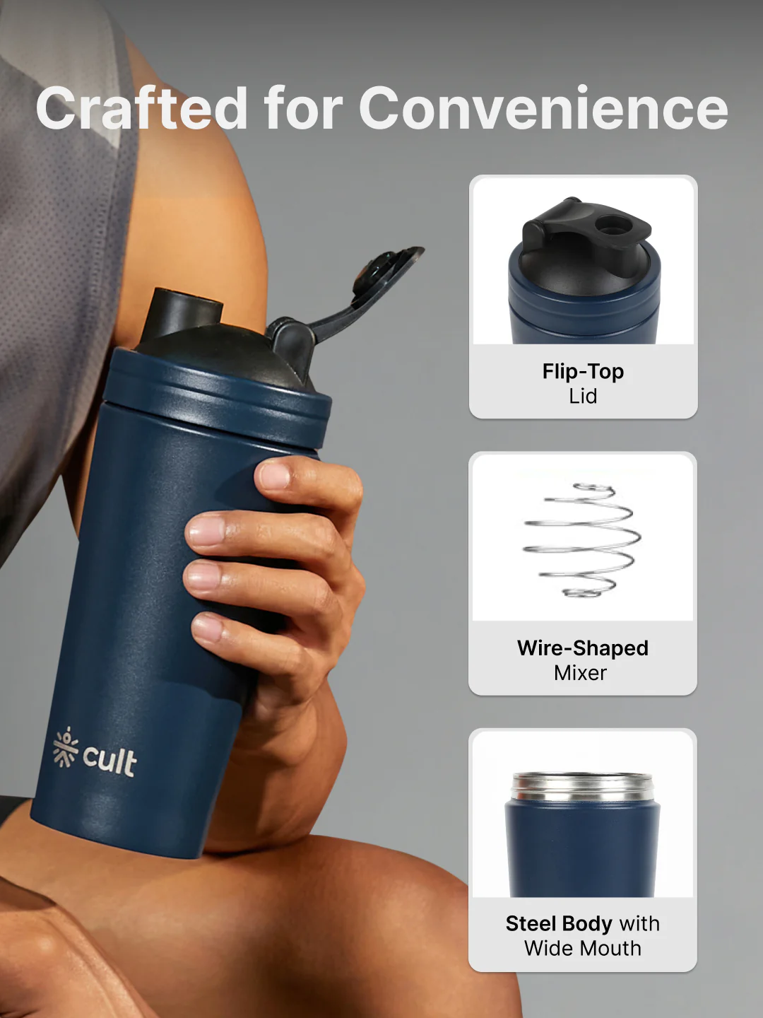 cult Steel Shaker 700ml Blue - Image 4