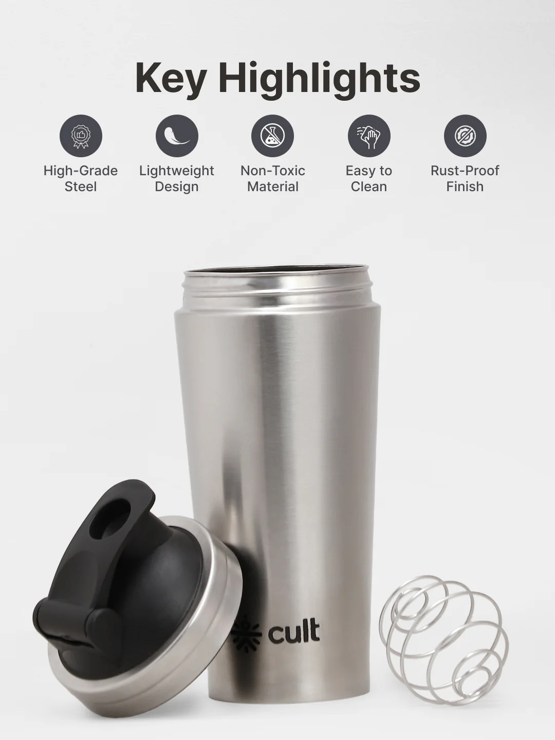 cult Steel Shaker 700ml Silver - Image 3