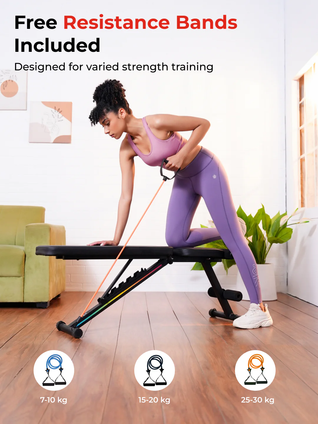 Cult Strivo Foldable Adjustable Workout Bench | 350Kg Max Weight | 8-Level Incline & Decline | High-Density Cushioning & Heavy-Duty Steel Frame Home Use Bench - Image 3