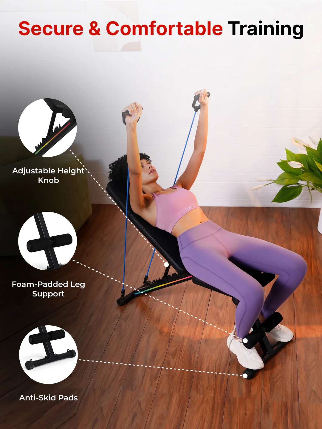 Cult Strivo Foldable Adjustable Workout Bench | 350Kg Max Weight | 8-Level Incline & Decline | High-Density Cushioning & Heavy-Duty Steel Frame Home Use Bench - Image 9