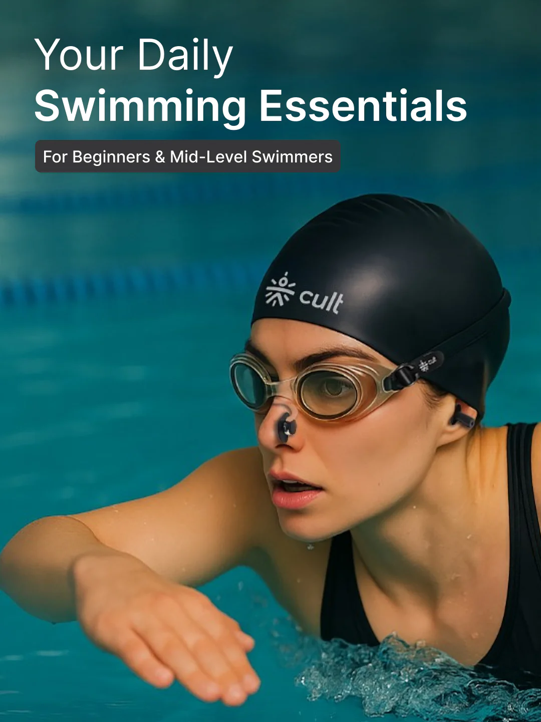 cult Swim Set with Swim cap,googles and nose plugs - Image 2