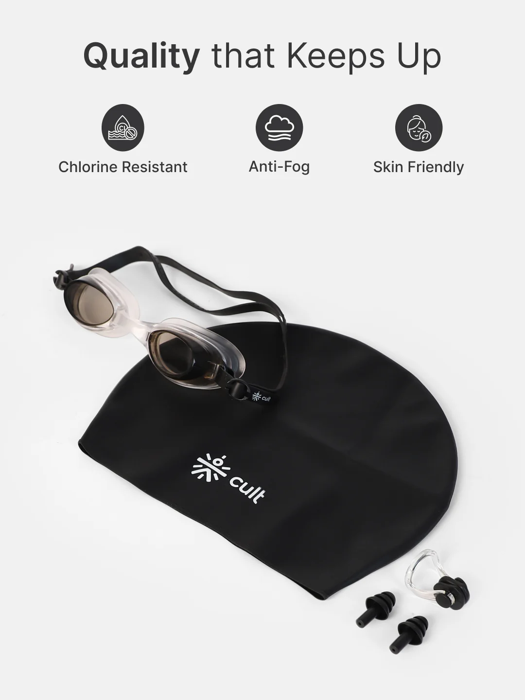cult Swim Set with Swim cap,googles and nose plugs - Image 3