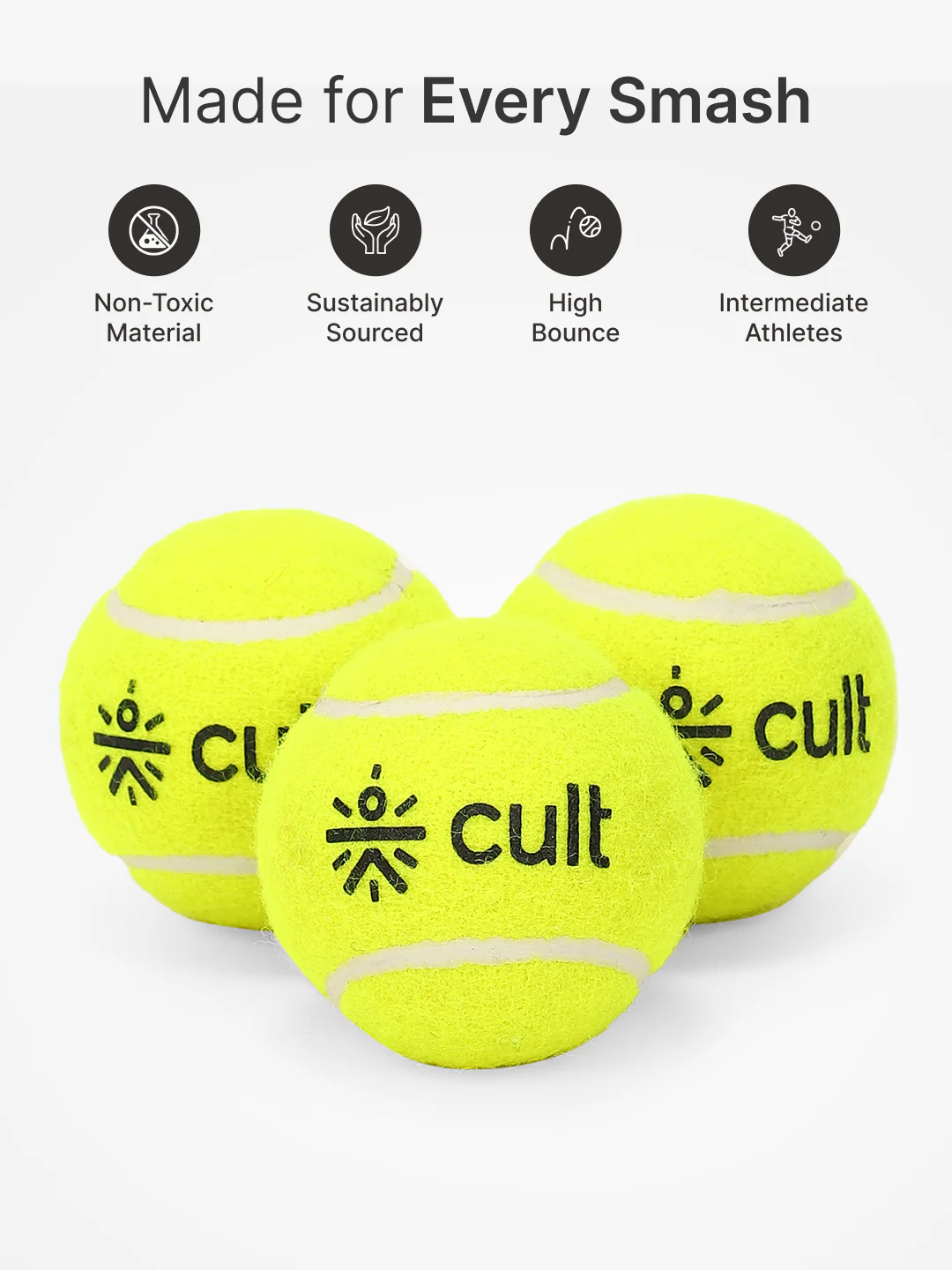 cult Tennis Ball Pack of 3 Green - Image 3