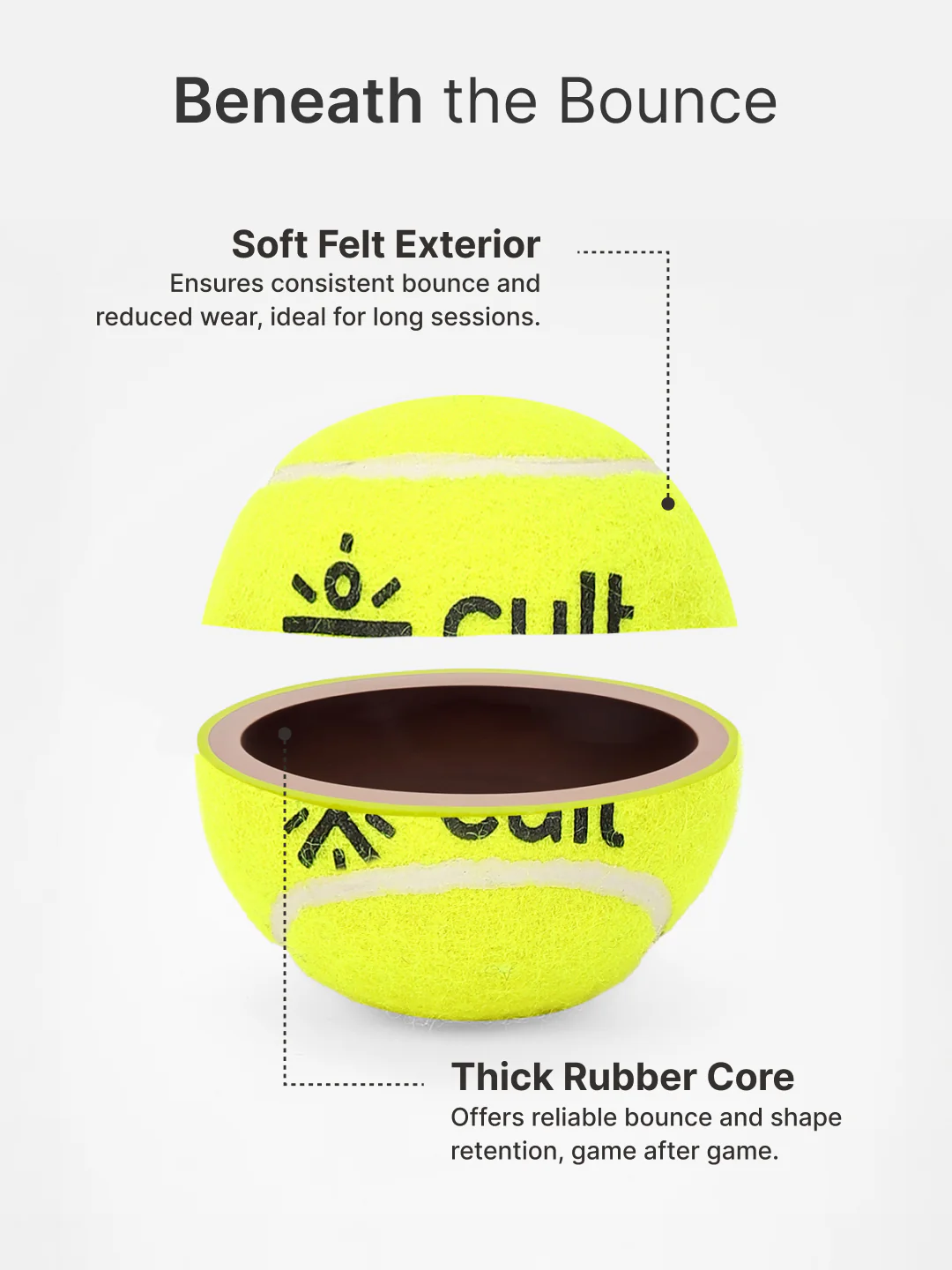 cult Tennis Ball Pack of 3 Green - Image 4