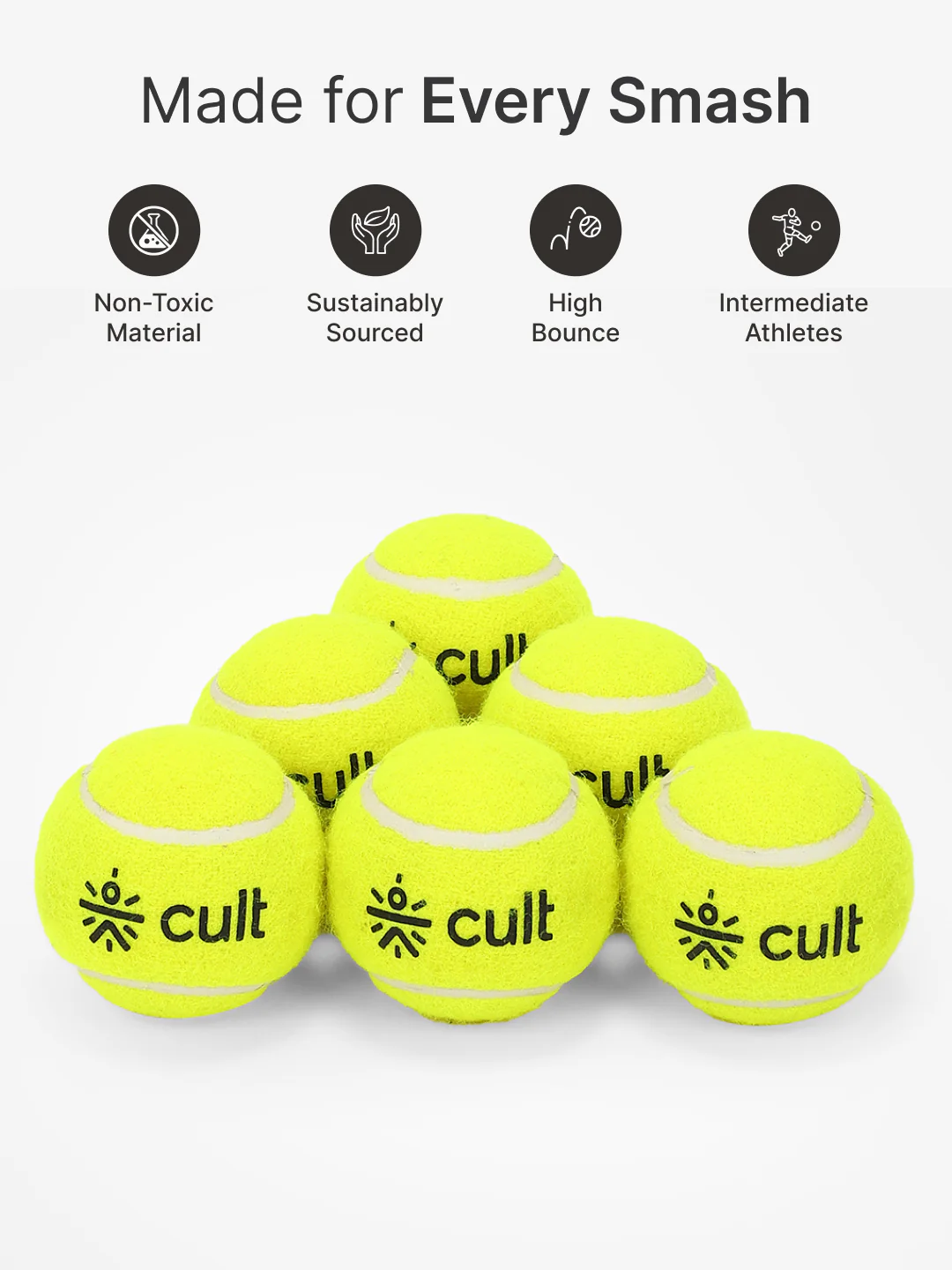 cult Tennis Ball Pack of 6 Green - Image 3