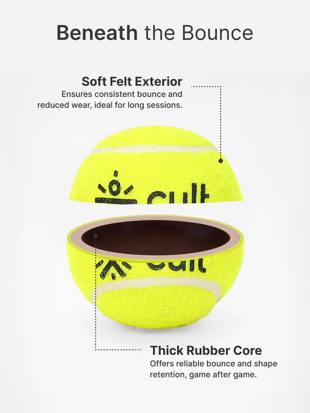 cult Tennis Ball Pack of 6 Green - Image 4