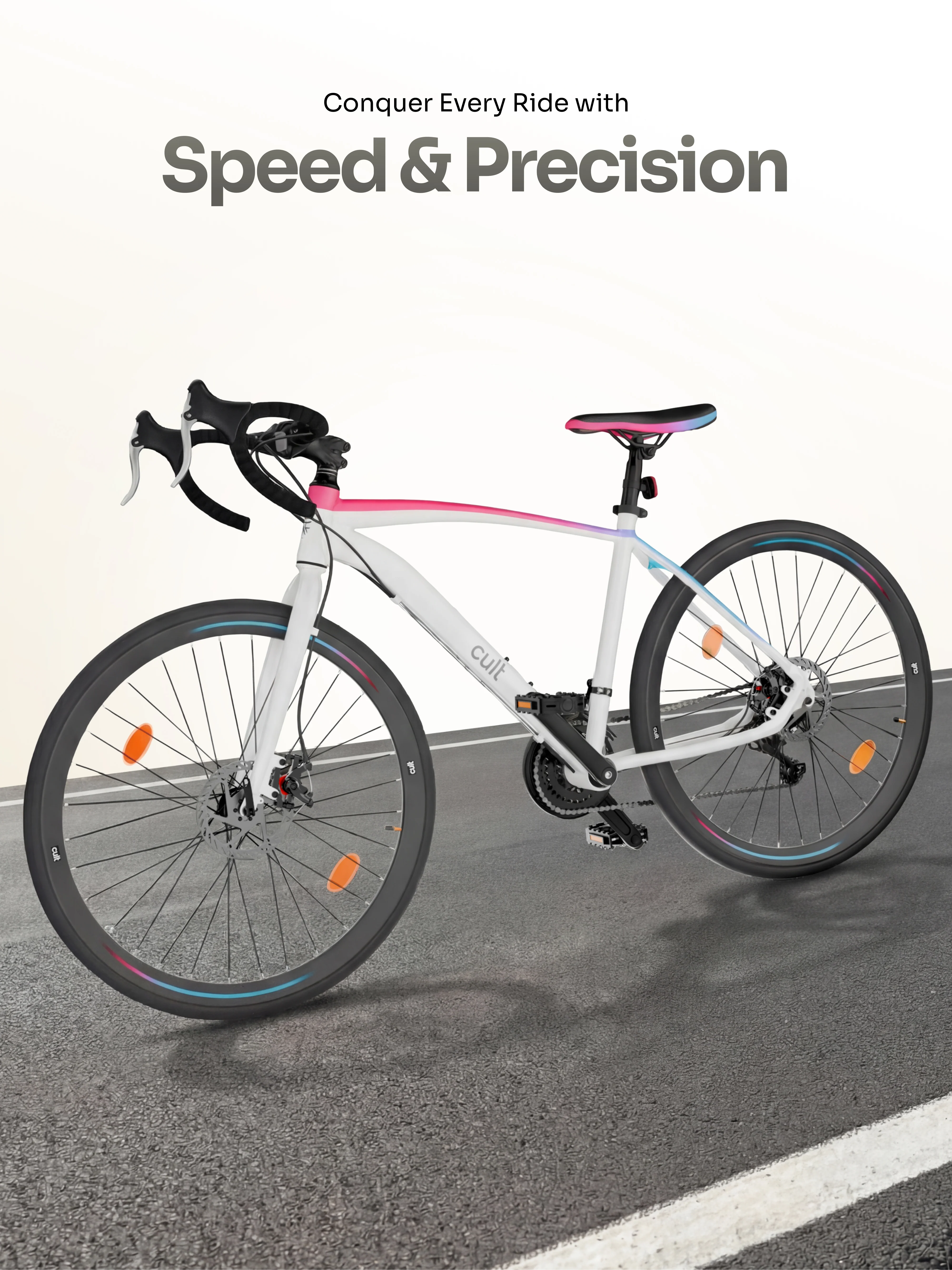 Cult Thrust 700C Road Cycle with 21 Speed Shimano Gears – White - Image 2