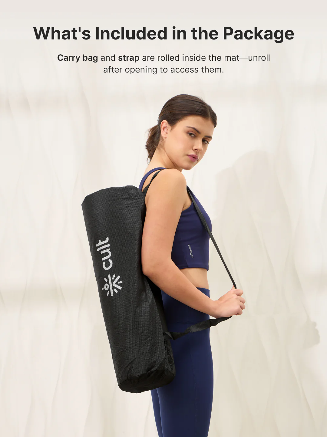 Cult TPE Yoga Mat 6mm with Carry Bag and Strap Non-Toxic Latex-Free; Anti-Slip; Extra-Thick Cushioning; Tear-Resistant; Travel Strap - Beige Pink - Image 10