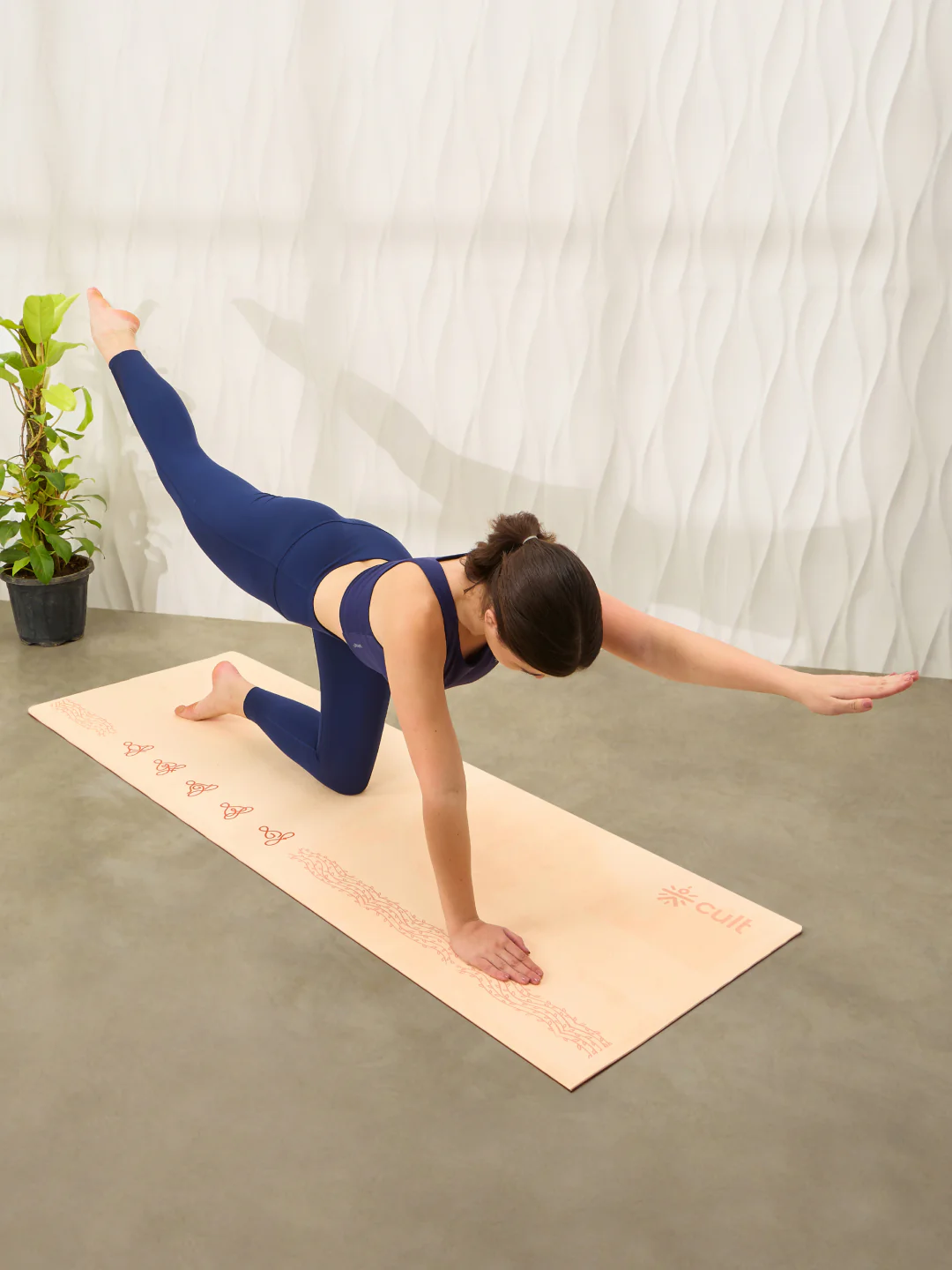 Cult TPE Yoga Mat 6mm with Carry Bag and Strap Non-Toxic Latex-Free; Anti-Slip; Extra-Thick Cushioning; Tear-Resistant; Travel Strap - Beige Pink - Image 2