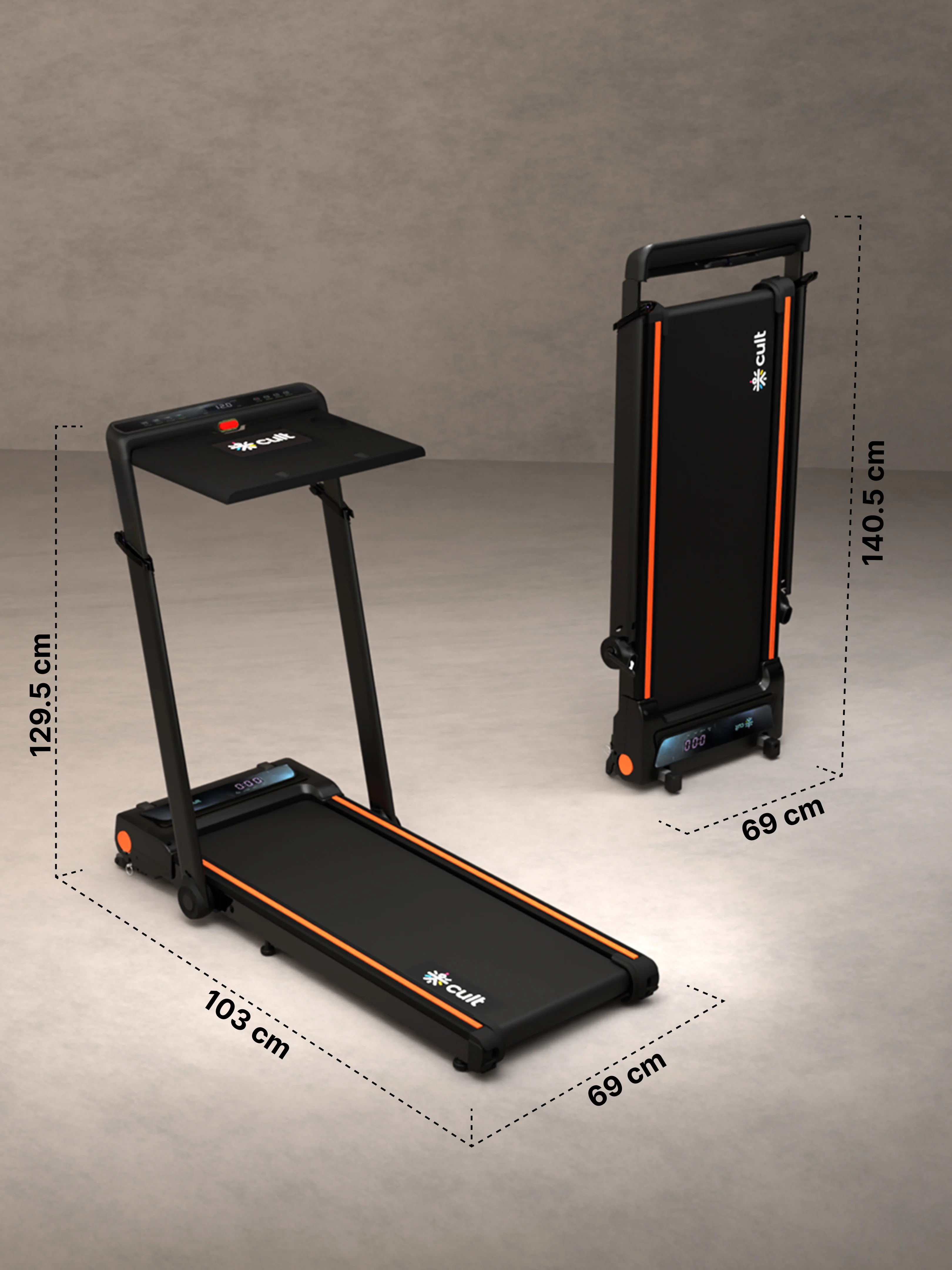 Cult Treadmill with Desk 5.5 HP Peak Motorized 3 in 1 Foldable Treadmill for Home Workout | Max User 120kg, Speed up to 12 km/hr with Adjustable & Detachable Desk with Tablet Holder (with 6 Months Extended Warranty) - Image 9