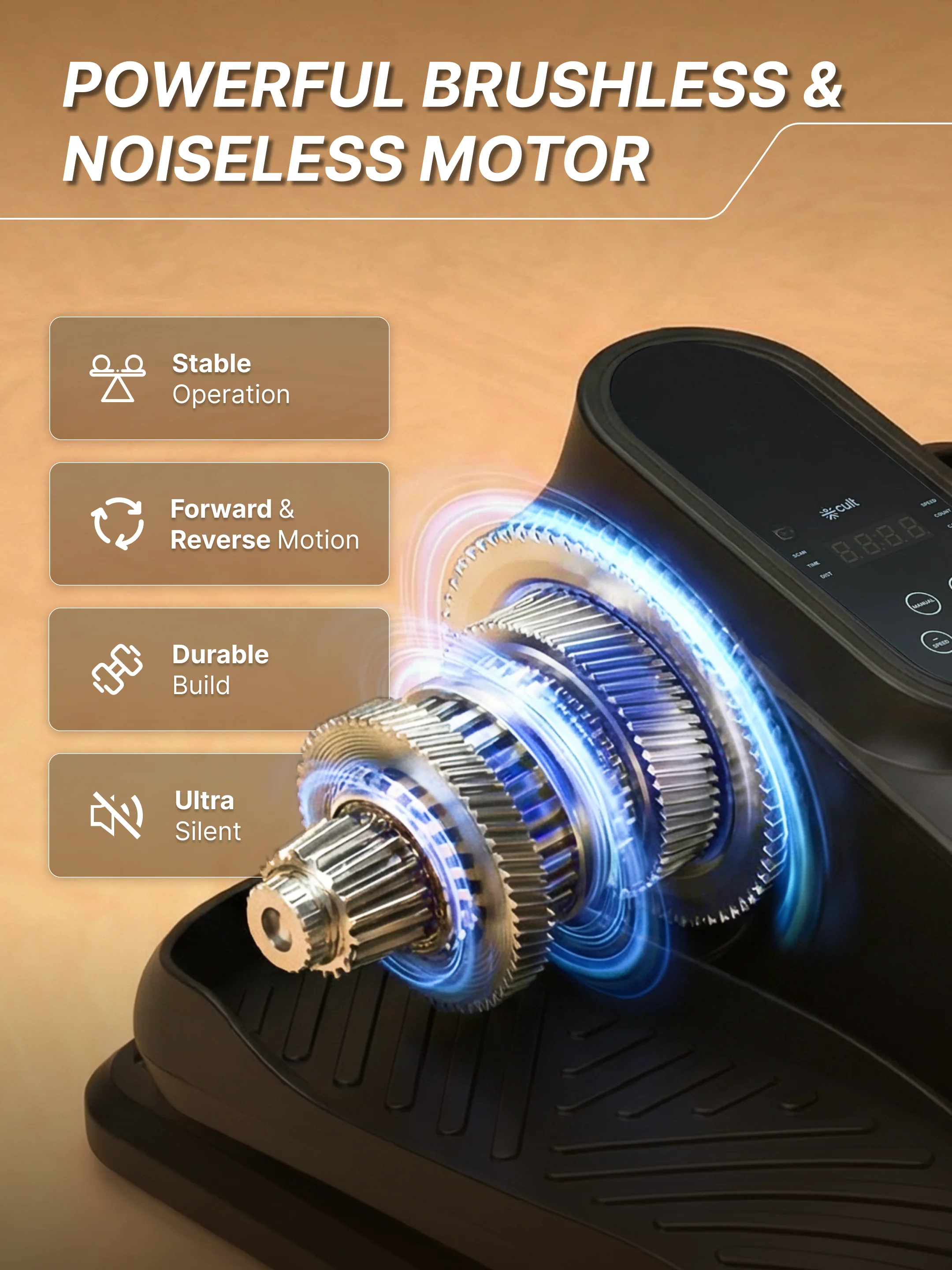 Cult Under Desk Mini Elliptical | Brushless Motor with Forward & Reverse Pedaling | 12 Adjustable Speeds & 3 workout Modes | Easy Home Workout | Suitable for Adult & Senior citizen | Joint Recovery & Improve strengthening (with 6 months extended warranty) - Image 3