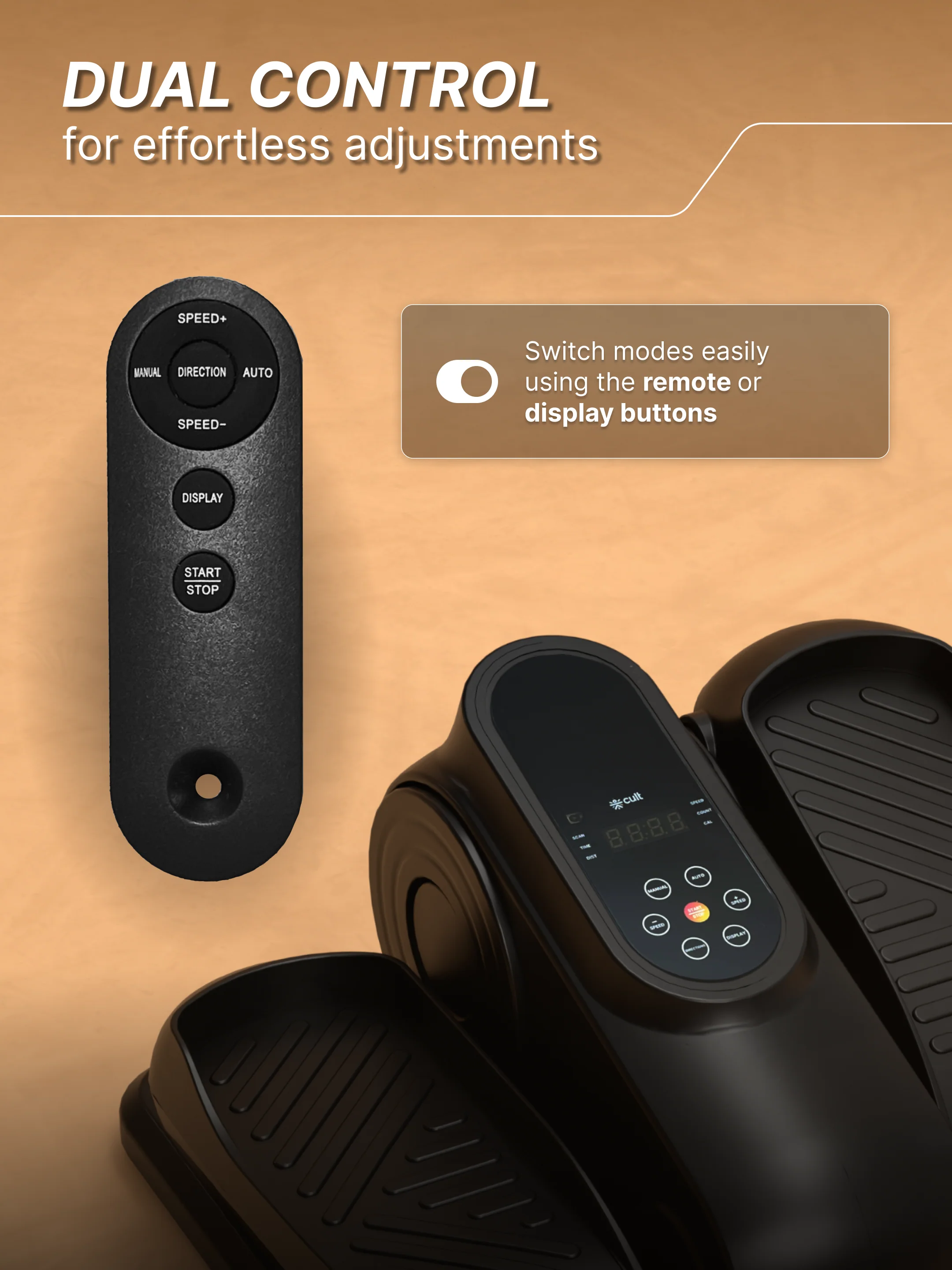 Cult Under Desk Mini Elliptical | Brushless Motor with Forward & Reverse Pedaling | 12 Adjustable Speeds & 3 workout Modes | Easy Home Workout | Suitable for Adult & Senior citizen | Joint Recovery & Improve strengthening (with 6 months extended warranty) - Image 5