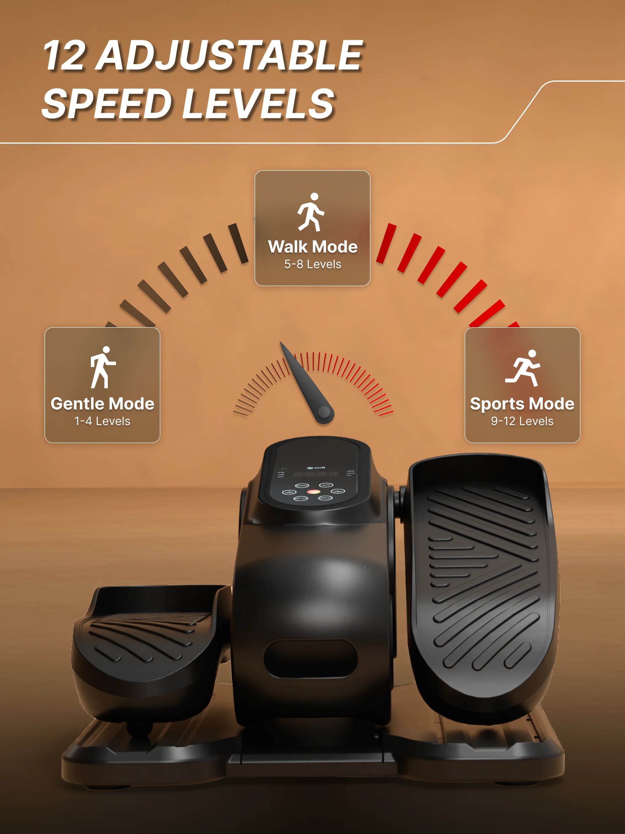 Cult Under Desk Mini Elliptical | Brushless Motor with Forward & Reverse Pedaling | 12 Adjustable Speeds & 3 workout Modes | Easy Home Workout | Suitable for Adult & Senior citizen | Joint Recovery & Improve strengthening (with 6 months extended warranty) - Image 6