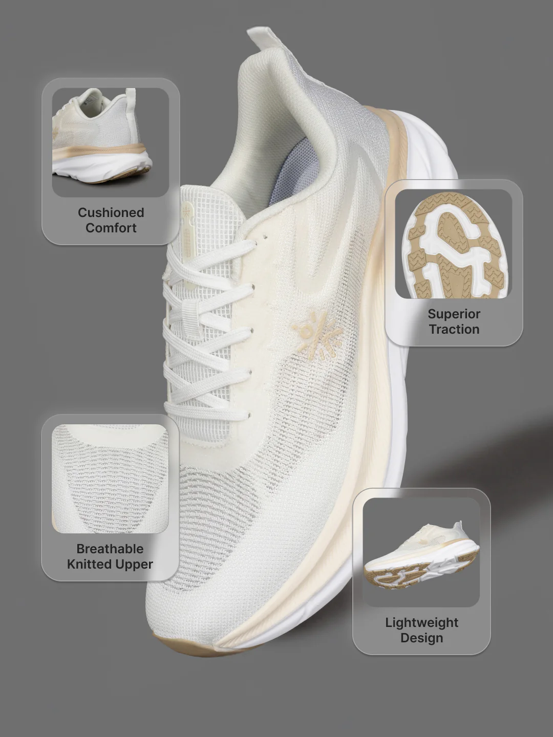cult Unisex Nebula Running Shoes - Beige - Image 3