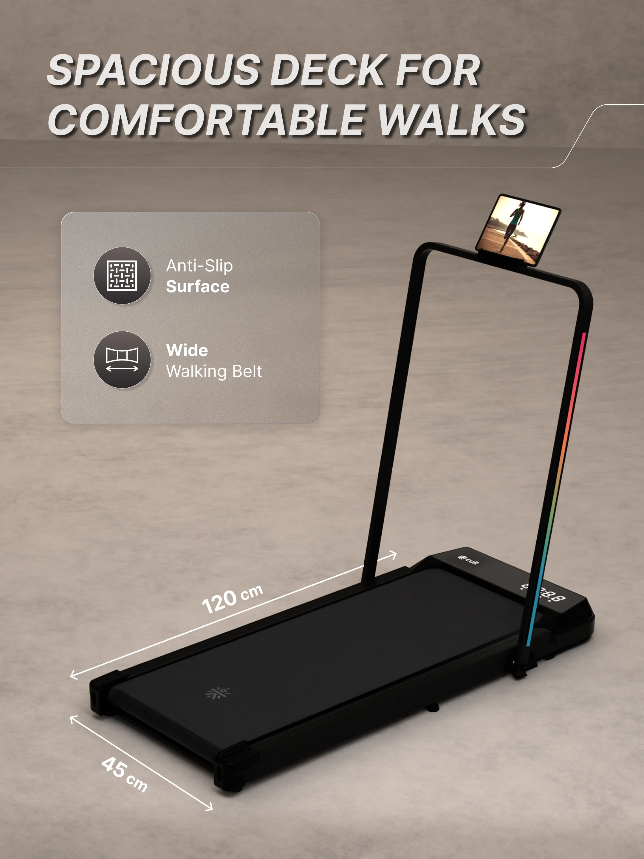 Cult Walking pad 3.5HP Peak DC Motorized Treadmill | Max Speed-10kmph | Max Weight-100kg | Walking Pad for Home Use (with 6 months extended warranty) - Image 7