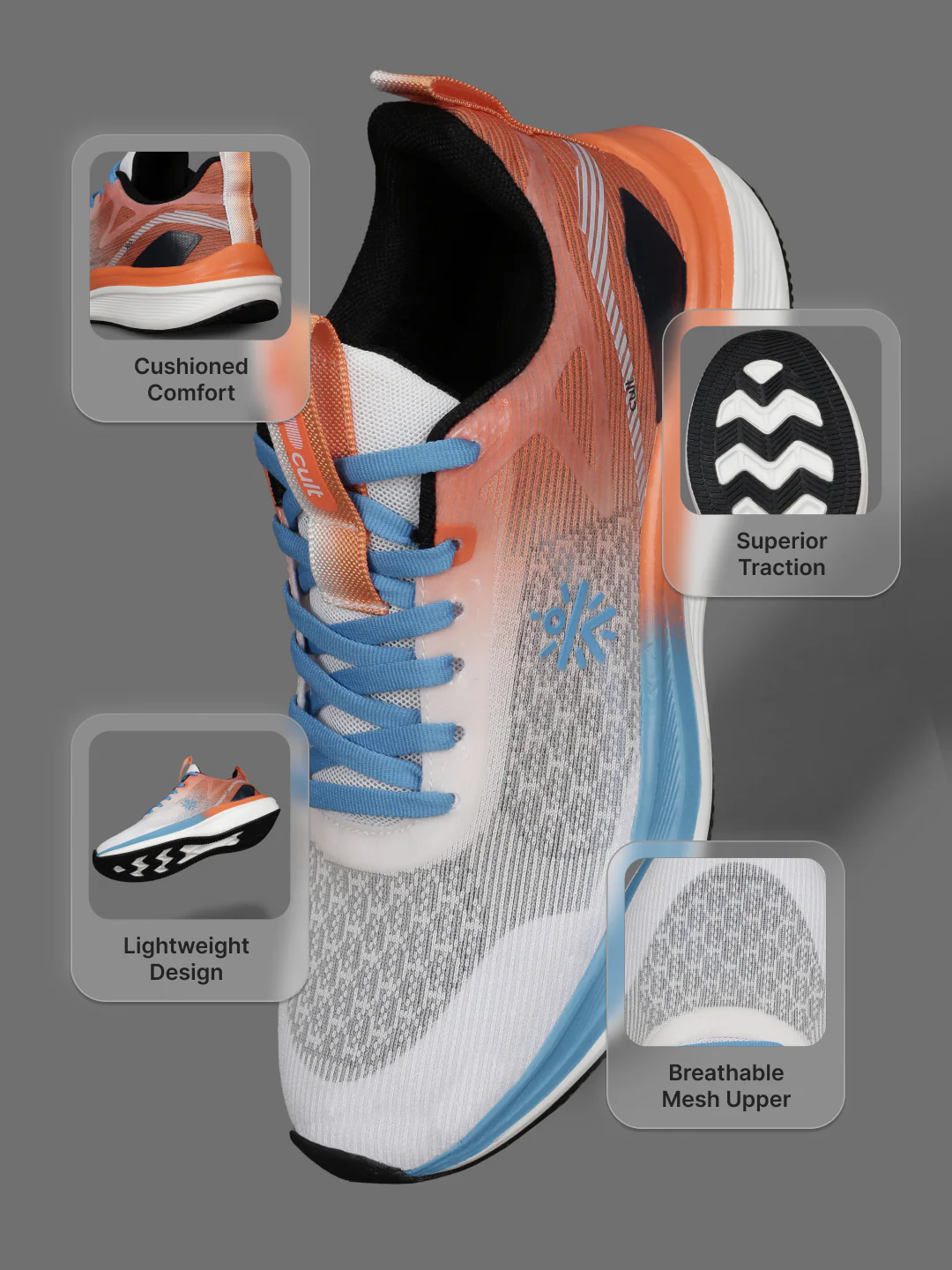 cult Women's Aetheris Running Shoes - White & Orange - Image 5
