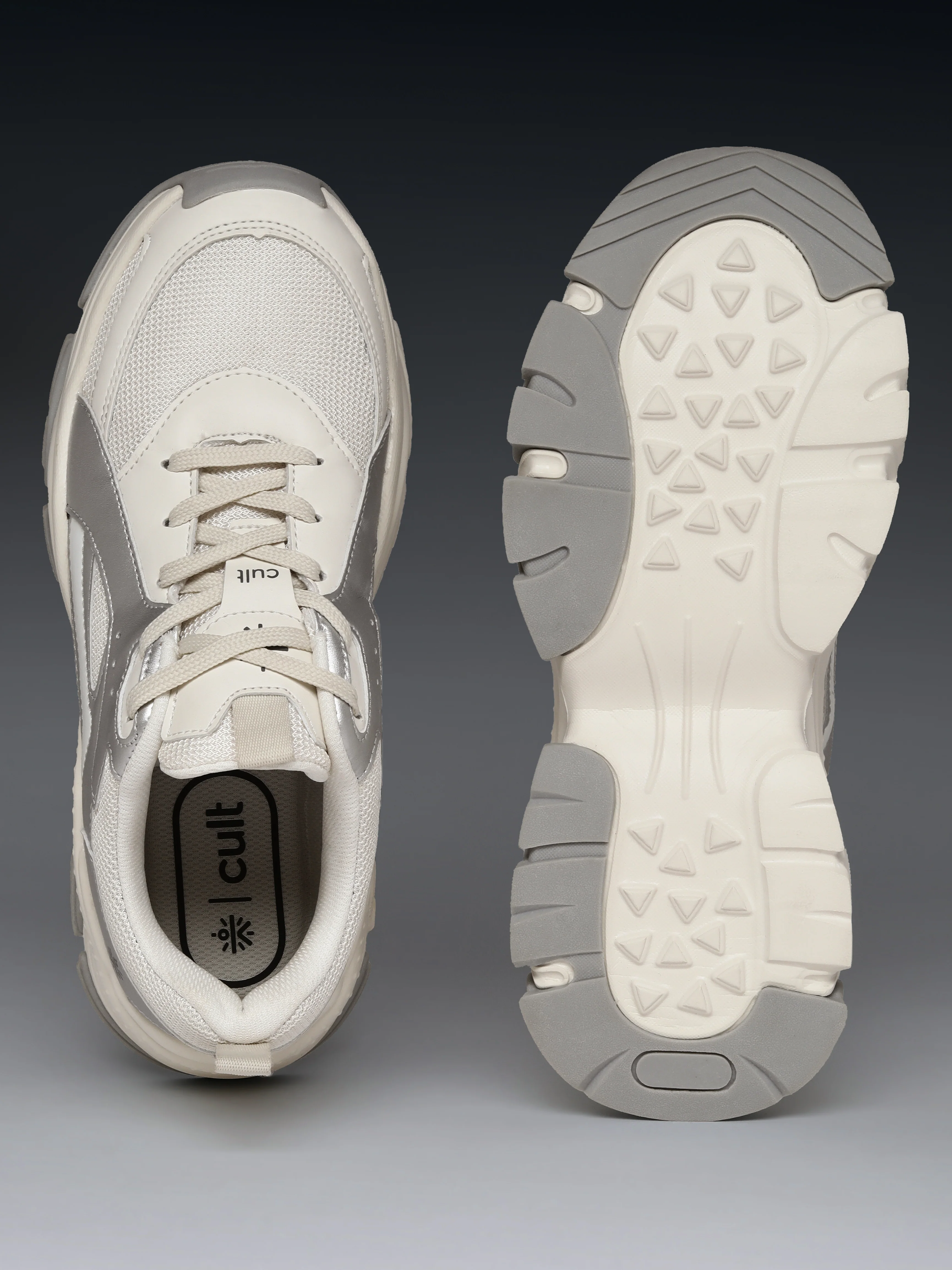 cult Women's Luna Sneakers - Off White/Silver - Image 9