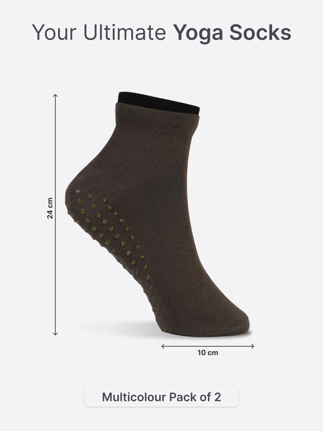 Yoga Anti-skid Ankle Length Pack of 2 Powder Blue & Olive Unisex Cotton Socks - Image 6