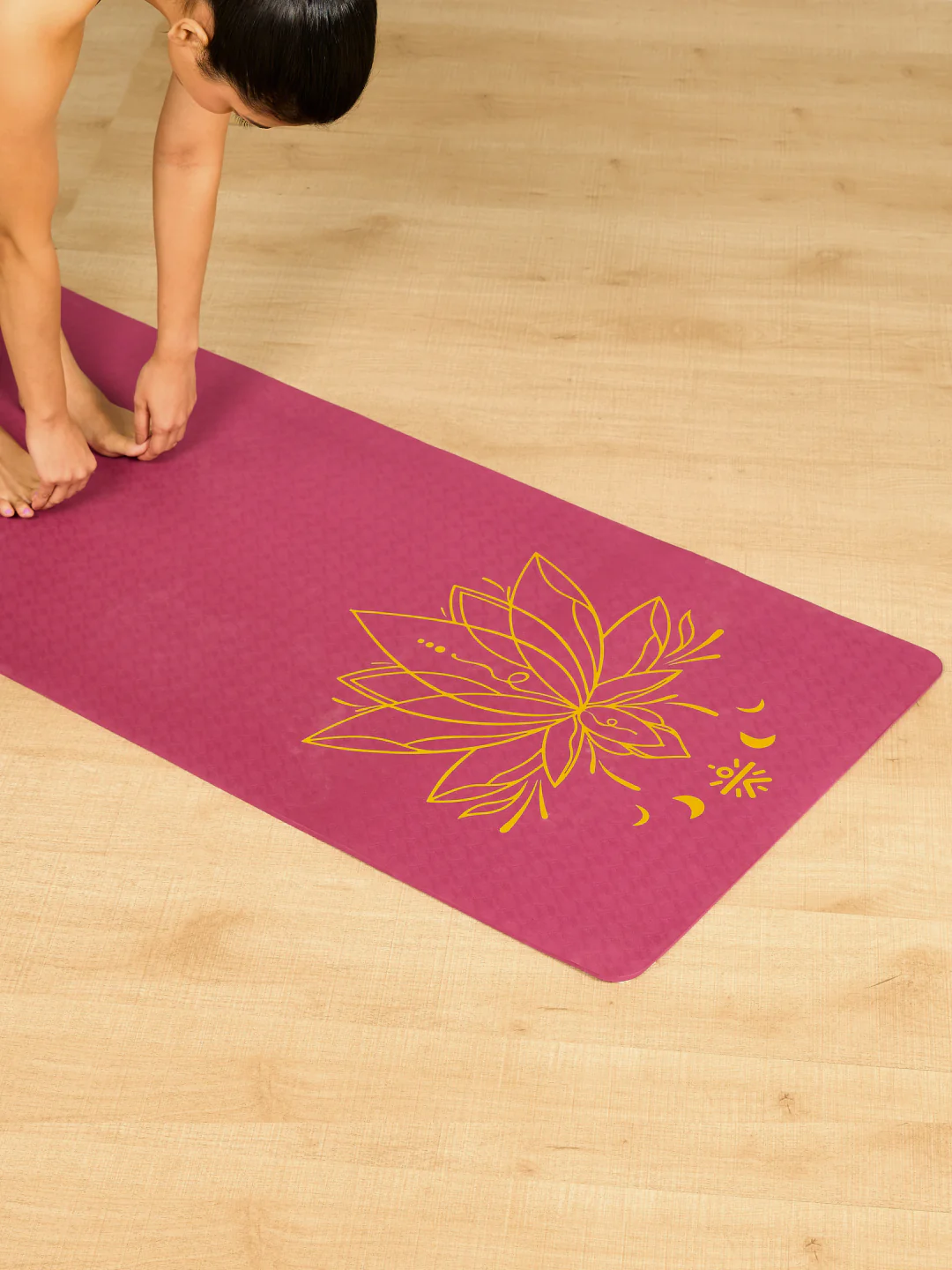 Cult Yoga Essentials Combo (6mm TPE Wine Mat + Pair of Knee Pad Black + Yoga Belt Black) - Image 6