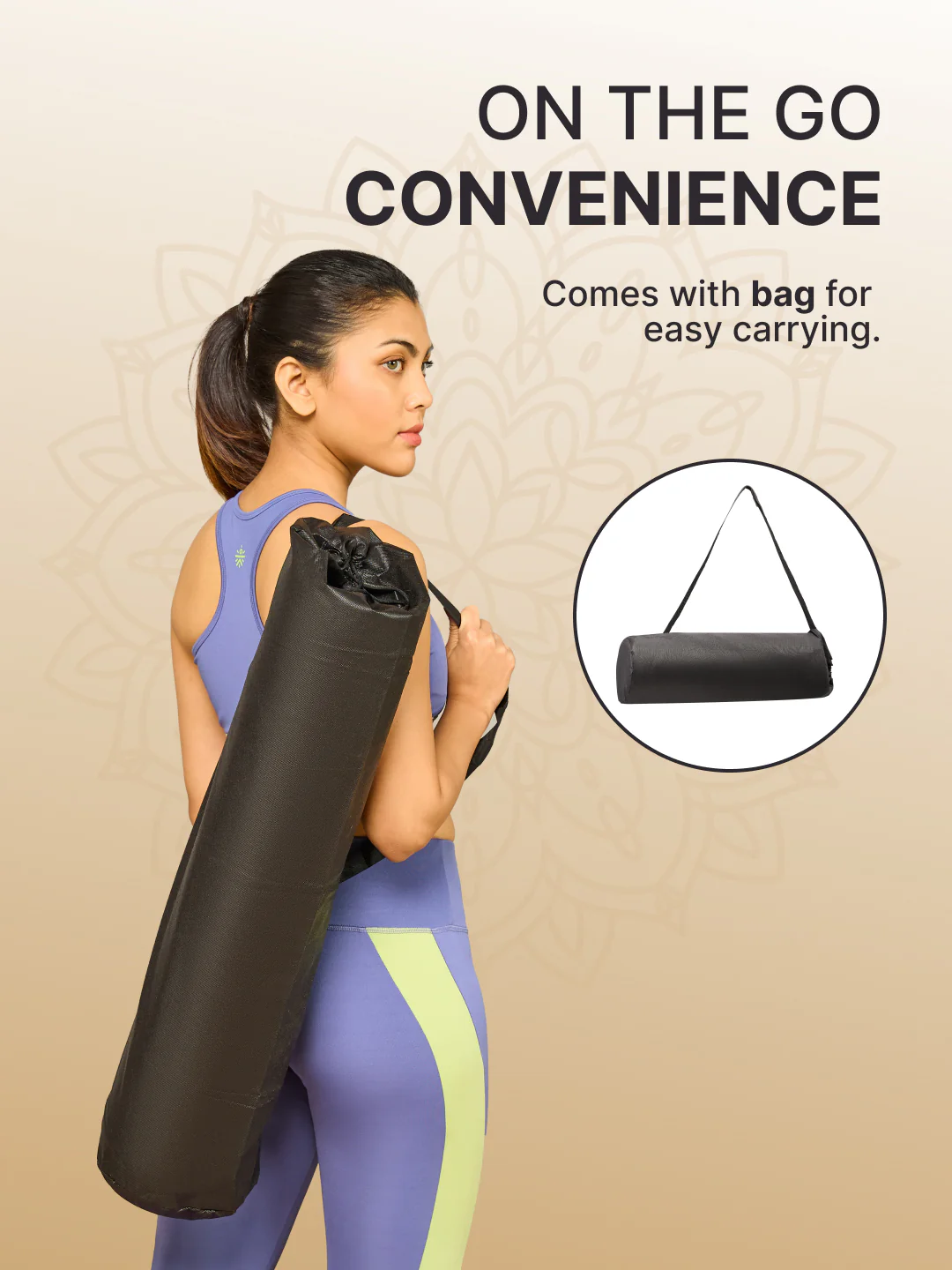 Cult Yoga Essentials Combo (6mm TPE Wine Mat + Pair of Knee Pad Black + Yoga Belt Black) - Image 7