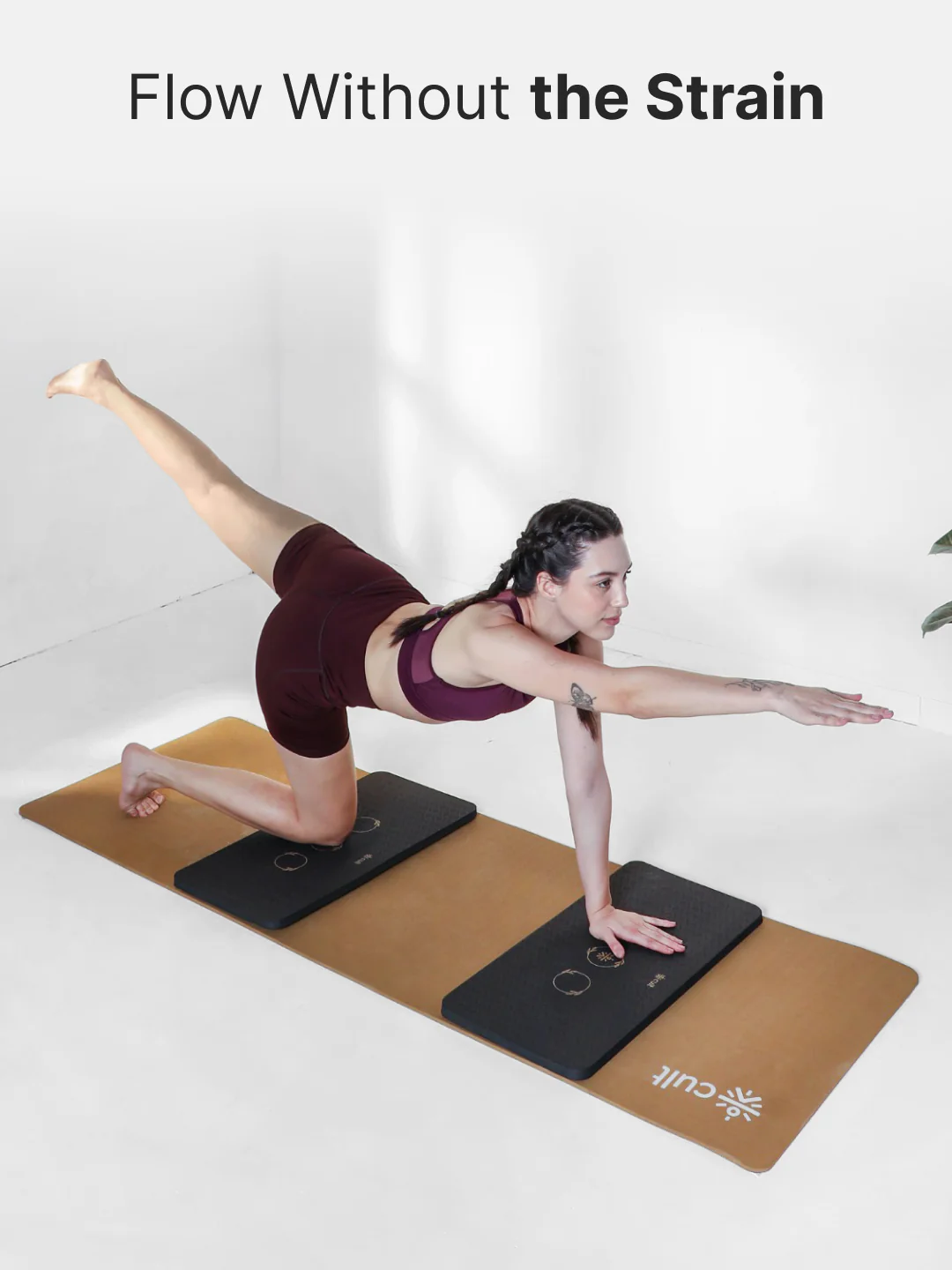 Cult Yoga Essentials Combo  Black (6mm TPE Mat + Pair of Knee Pad + Yoga Belt) - Image 3