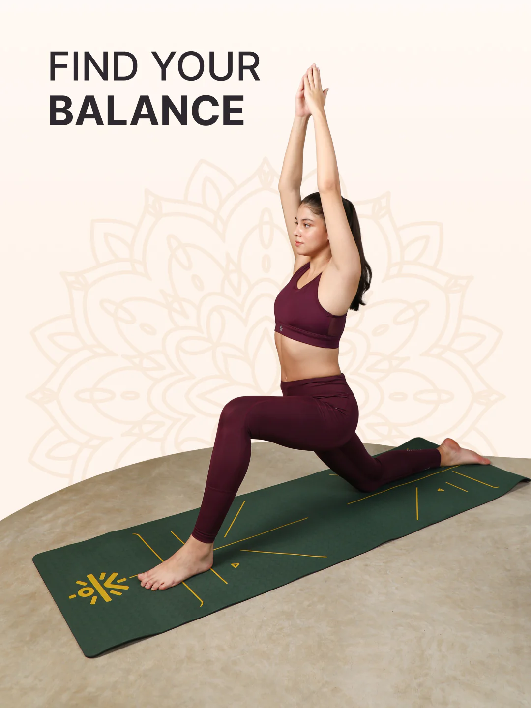 CULT Premium TPE Yoga Mat with Alignment Marks   6mm Thick Non-Slip Exercise & Pilates Mat for Men & Women, Eco-Friendly, Sweat-Resistant with Carry Strap   Green - Image 3