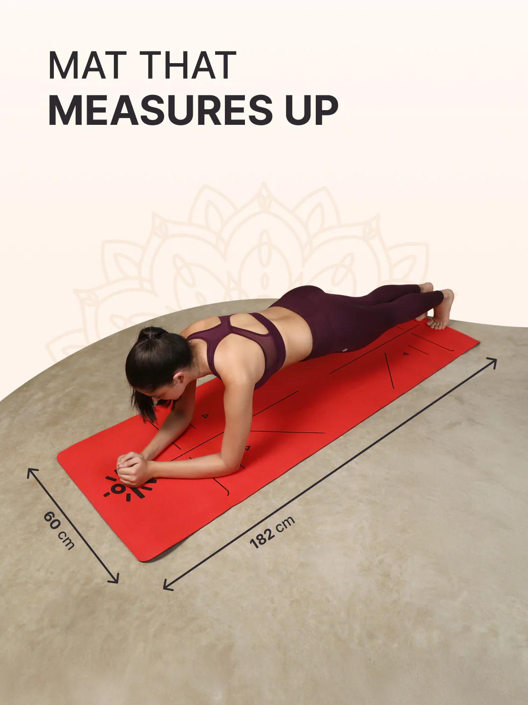 CULT Premium TPE Yoga Mat with Alignment Marks   6mm Thick Non-Slip Exercise & Pilates Mat for Men & Women, Eco-Friendly, Sweat-Resistant with Carry Strap - Red - Image 7