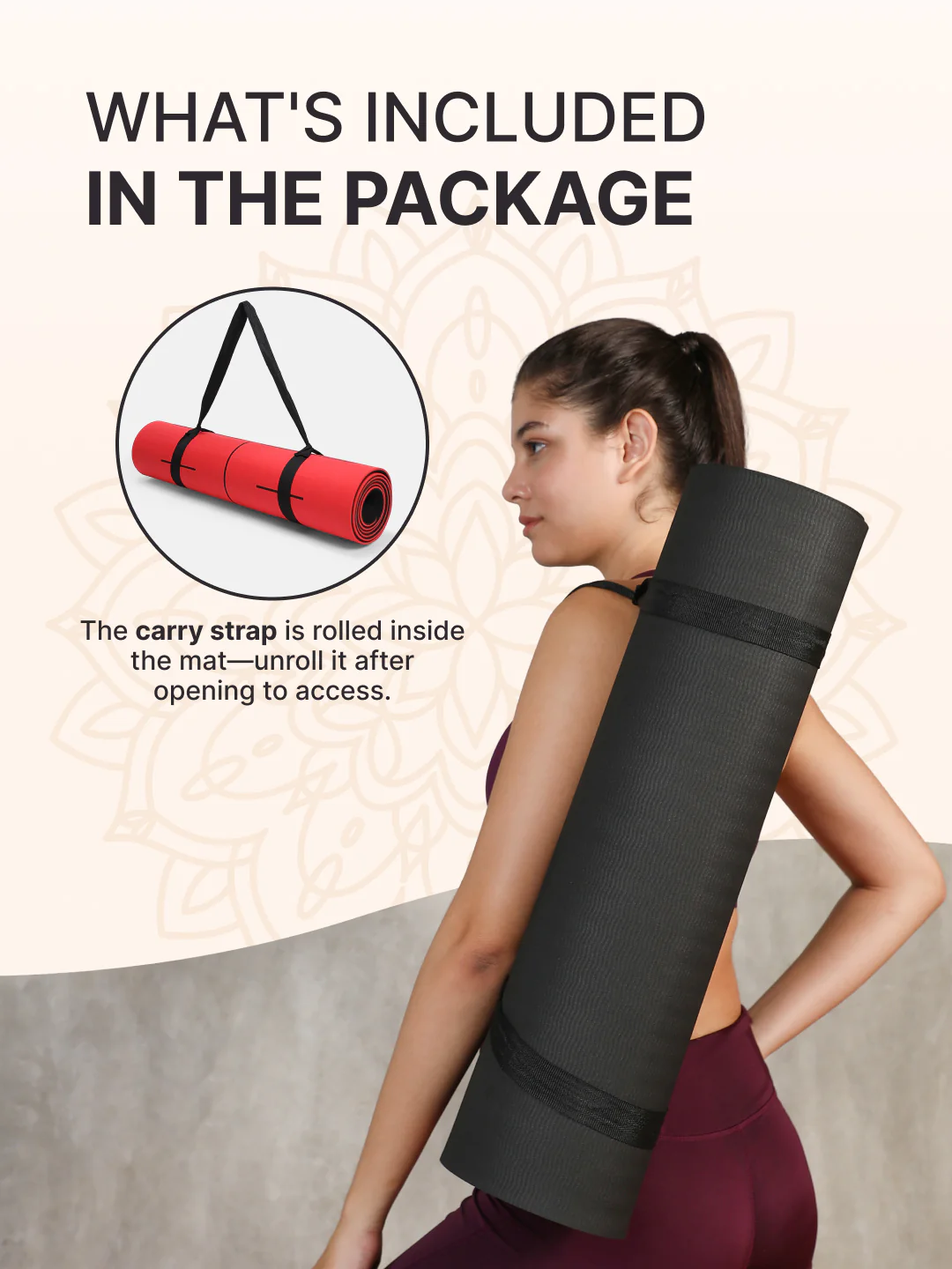 CULT Premium TPE Yoga Mat with Alignment Marks   6mm Thick Non-Slip Exercise & Pilates Mat for Men & Women, Eco-Friendly, Sweat-Resistant with Carry Strap - Red - Image 8