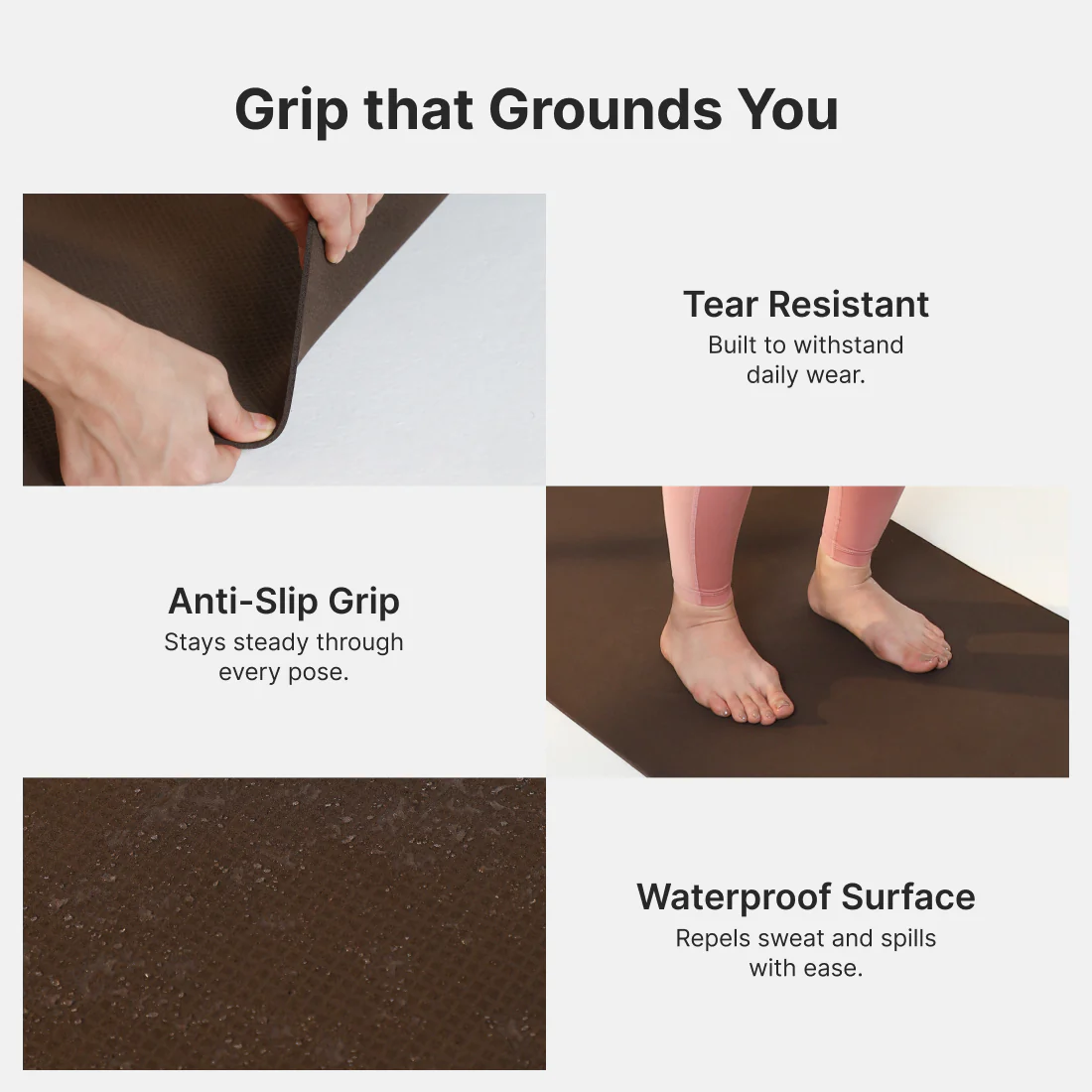 Cult Yoga Mat EVA 4mm with Carry Strap   Non-Slip, Lightweight, Cushioned & Sweat-Resistant Exercise Mat   Durable, Portable & Eco-Friendly Workout Mat for Yoga, Pilates, Home Gym & Fitness   Brown - Image 5