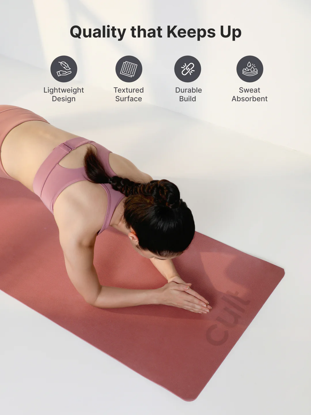 Cult Yoga Mat EVA 5mm with Carry Strap   Non-Slip, Cushioned, Sweat-Resistant, Eco-Friendly Workout Mat for Home Gym & Fitness   Brick - Image 4