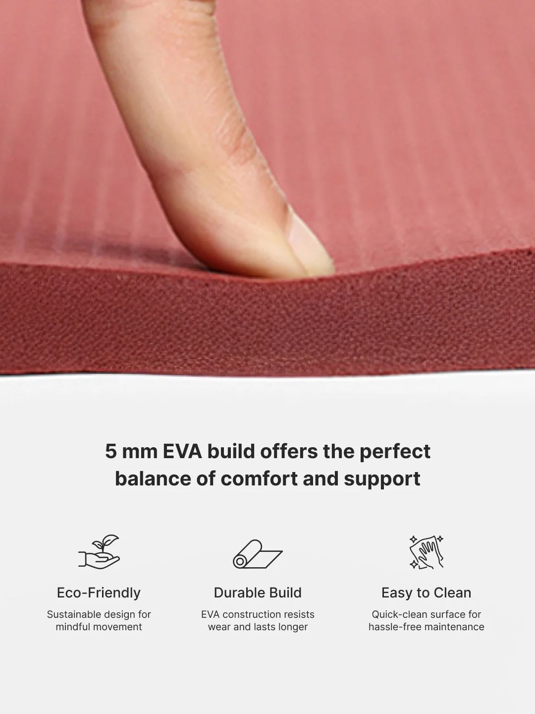 Cult Yoga Mat EVA 5mm with Carry Strap   Non-Slip, Cushioned, Sweat-Resistant, Eco-Friendly Workout Mat for Home Gym & Fitness   Brick - Image 6