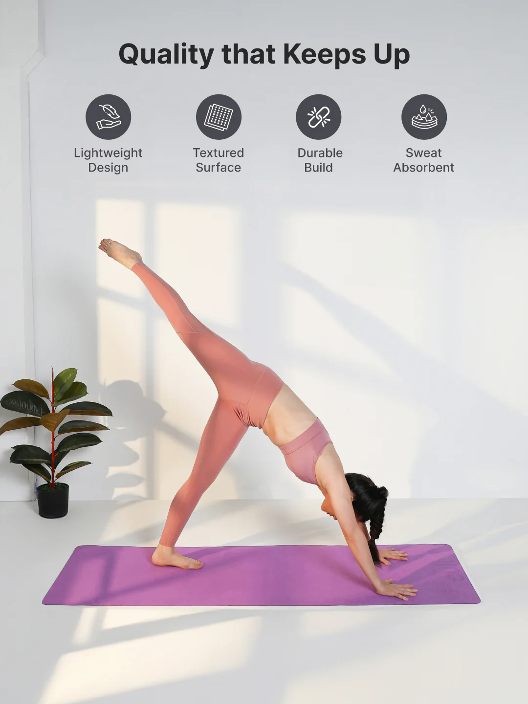 Cult Yoga Mat EVA 5mm with Carry Strap   Non-Slip, Lightweight & Cushioned Exercise Mat   Sweat-Resistant, Durable & Eco-Friendly for Yoga, Pilates, Stretching, Meditation & Home Gym   Purple - Image 4