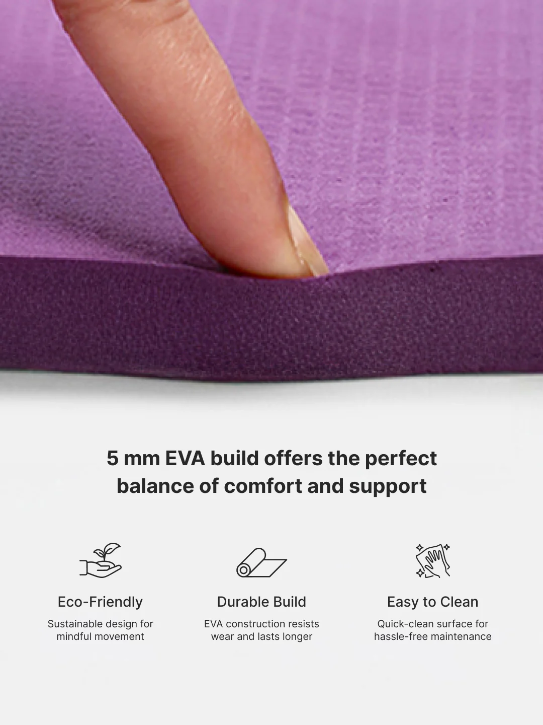 Cult Yoga Mat EVA 5mm with Carry Strap   Non-Slip, Lightweight & Cushioned Exercise Mat   Sweat-Resistant, Durable & Eco-Friendly for Yoga, Pilates, Stretching, Meditation & Home Gym   Purple - Image 6