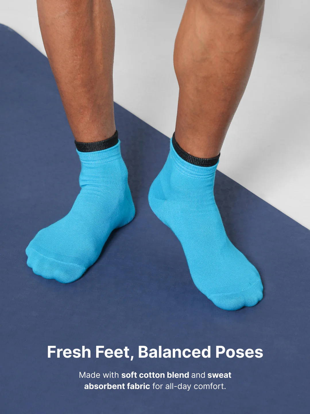 Yoga Anti-skid Ankle Length Pack of 2 Blue & Maroon Unisex Cotton Socks - Image 4