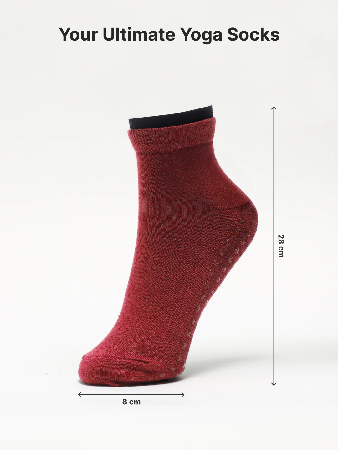Yoga Anti-skid Ankle Length Pack of 2 Blue & Maroon Unisex Cotton Socks - Image 6