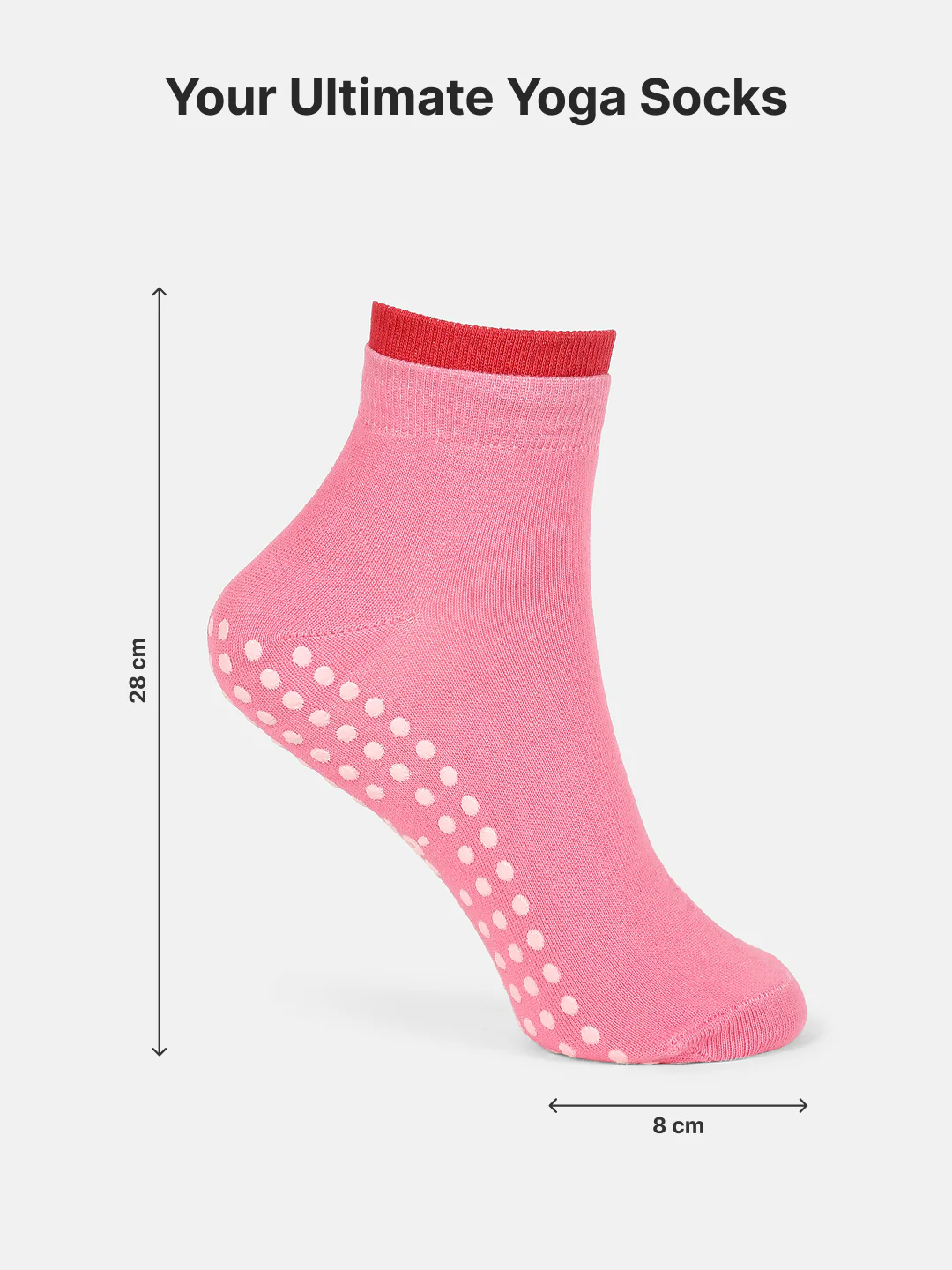 Yoga Anti-skid Ankle Length Pack of 2 Blush & Pink Unisex Cotton Socks - Image 6