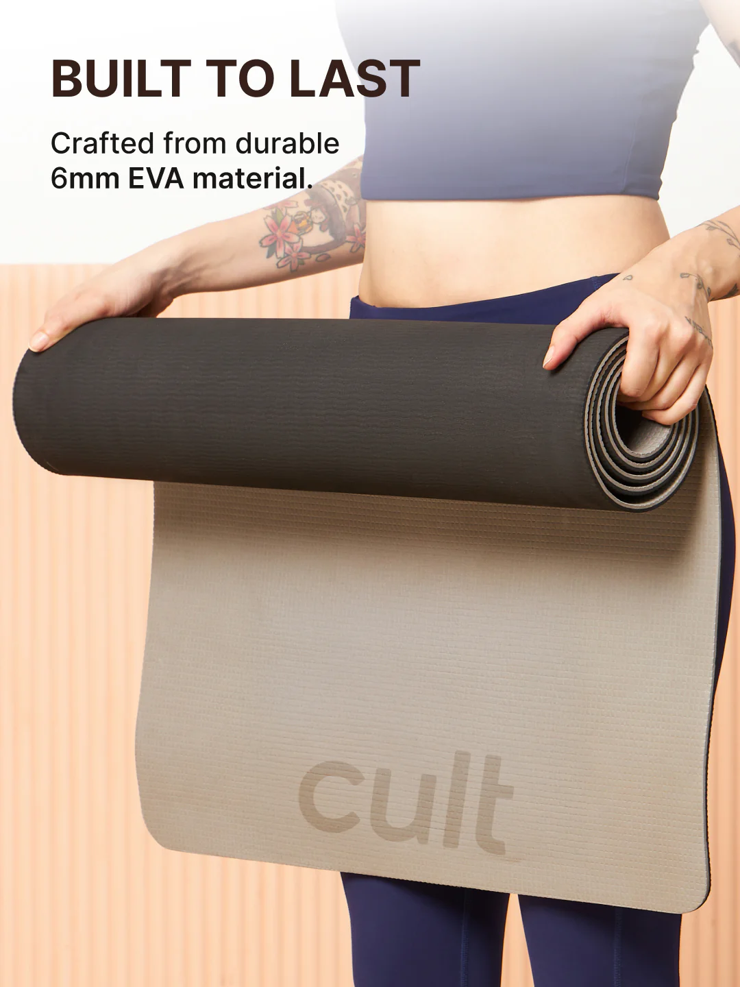 Cult Yoga Support Combo  Grey (EVA 6mm Mat + Pair of Grey Yoga Block + Yoga Belt Black) - Image 2