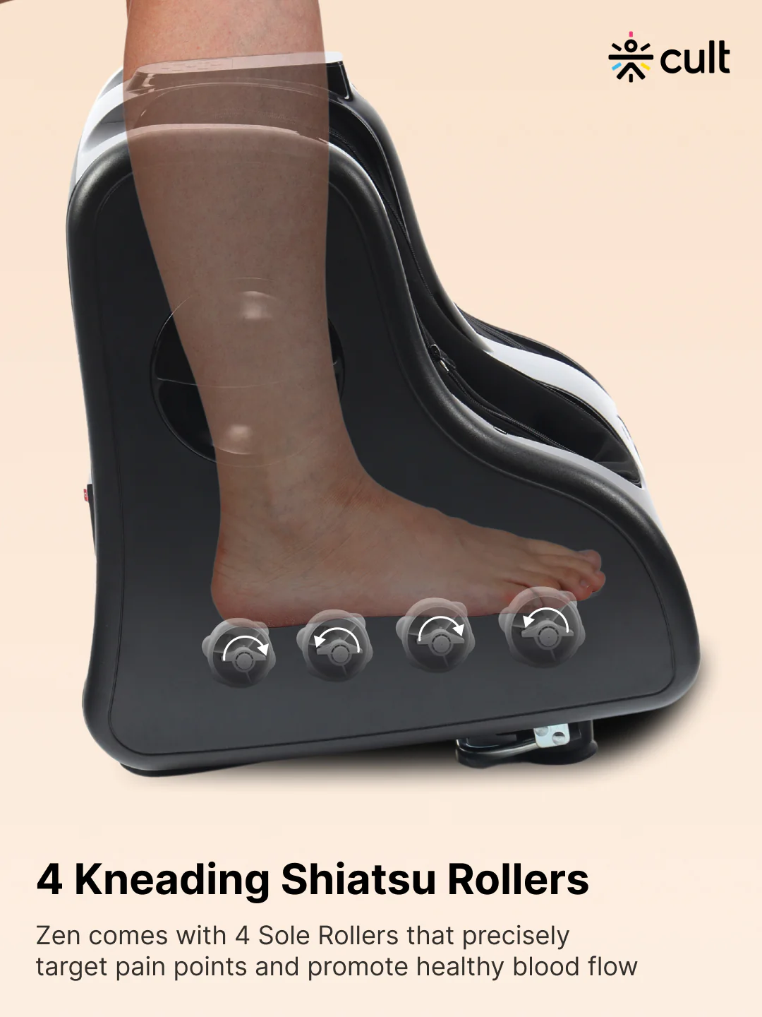 Cult Zen Foot & calf massager with Air Compression, Vibration & Warm Therapy, Pain Relief, Improves Blood Circulation, Suitable for Home usage - Image 5