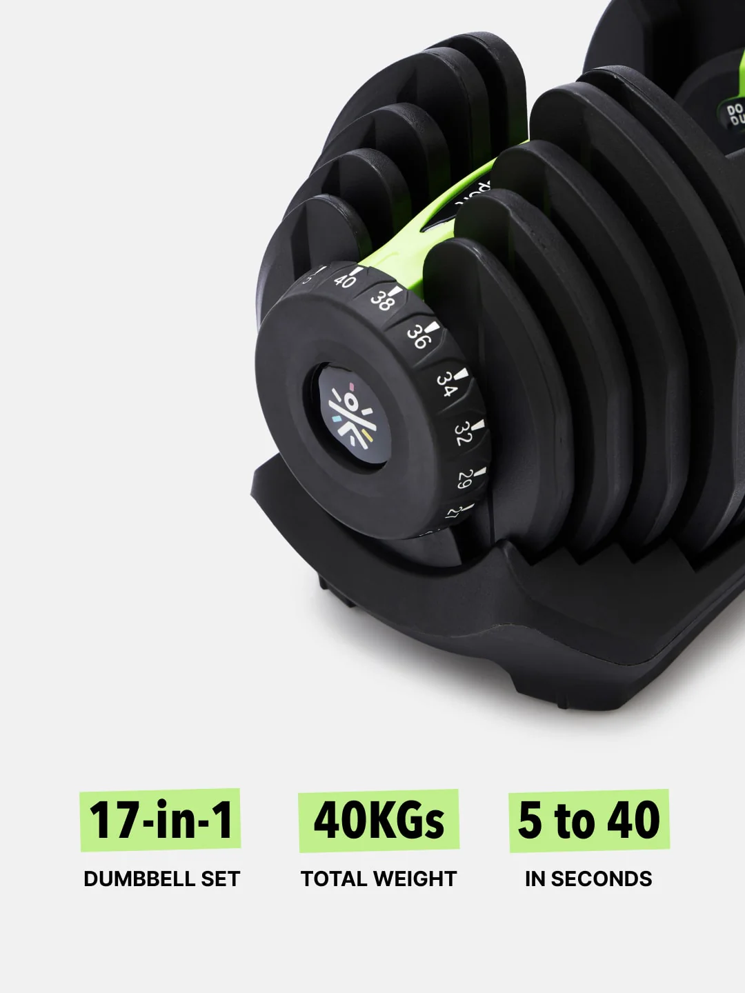 40 kg Compact Adjustable Dumbbell (5kg to 40kg), Easy Weight Change: 17-in-1 (1 piece) (6 Months extended Warranty only on Cultsport.com) - Image 3