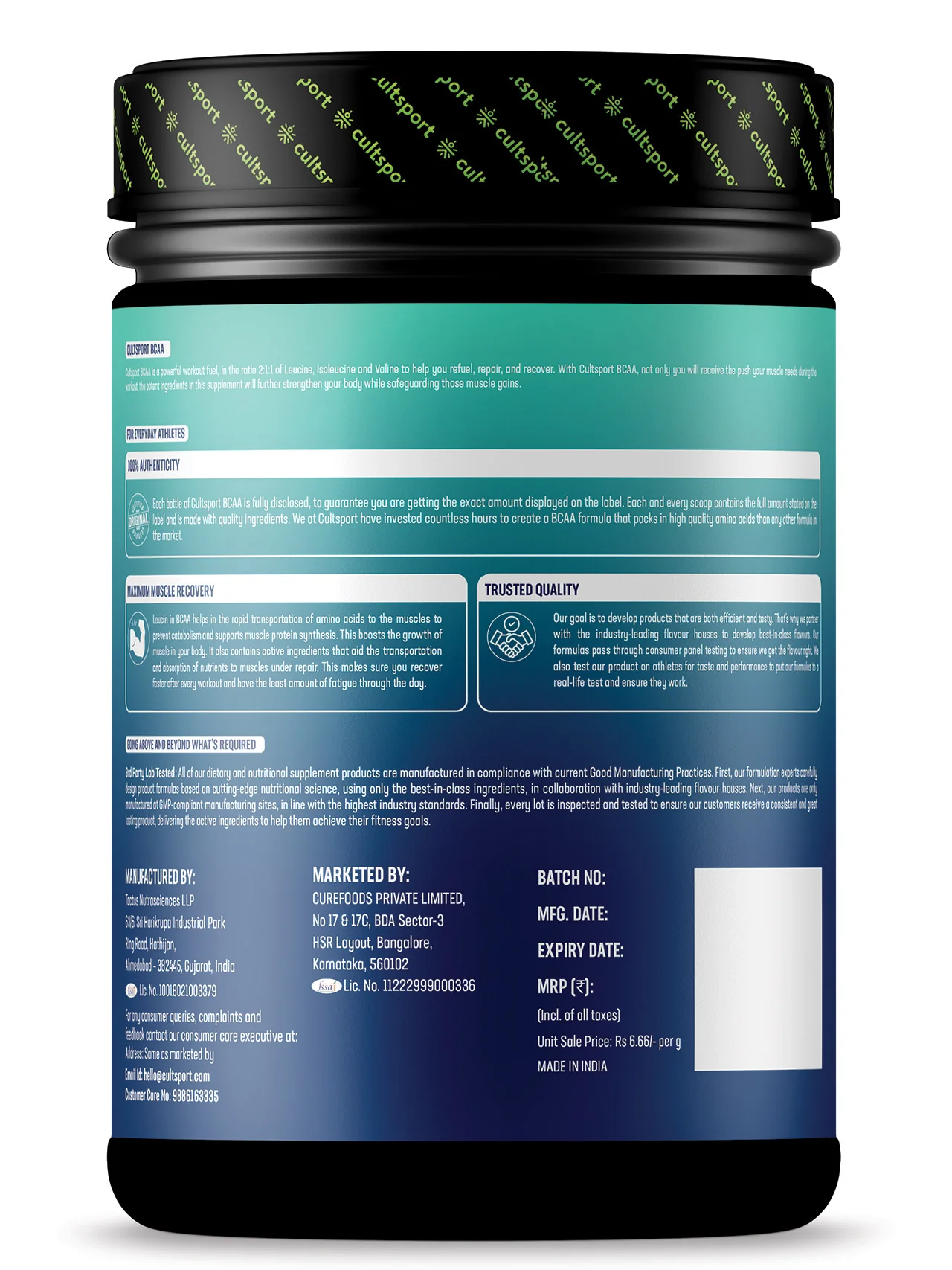 BCAA Powder, 300g | Sugar Free (Intra & Post Workout Drink) Muscle Recovery with Amino Acids | 6g BCAAs for Men & Women | Watermelon Flavor | 10 g serving - Image 3