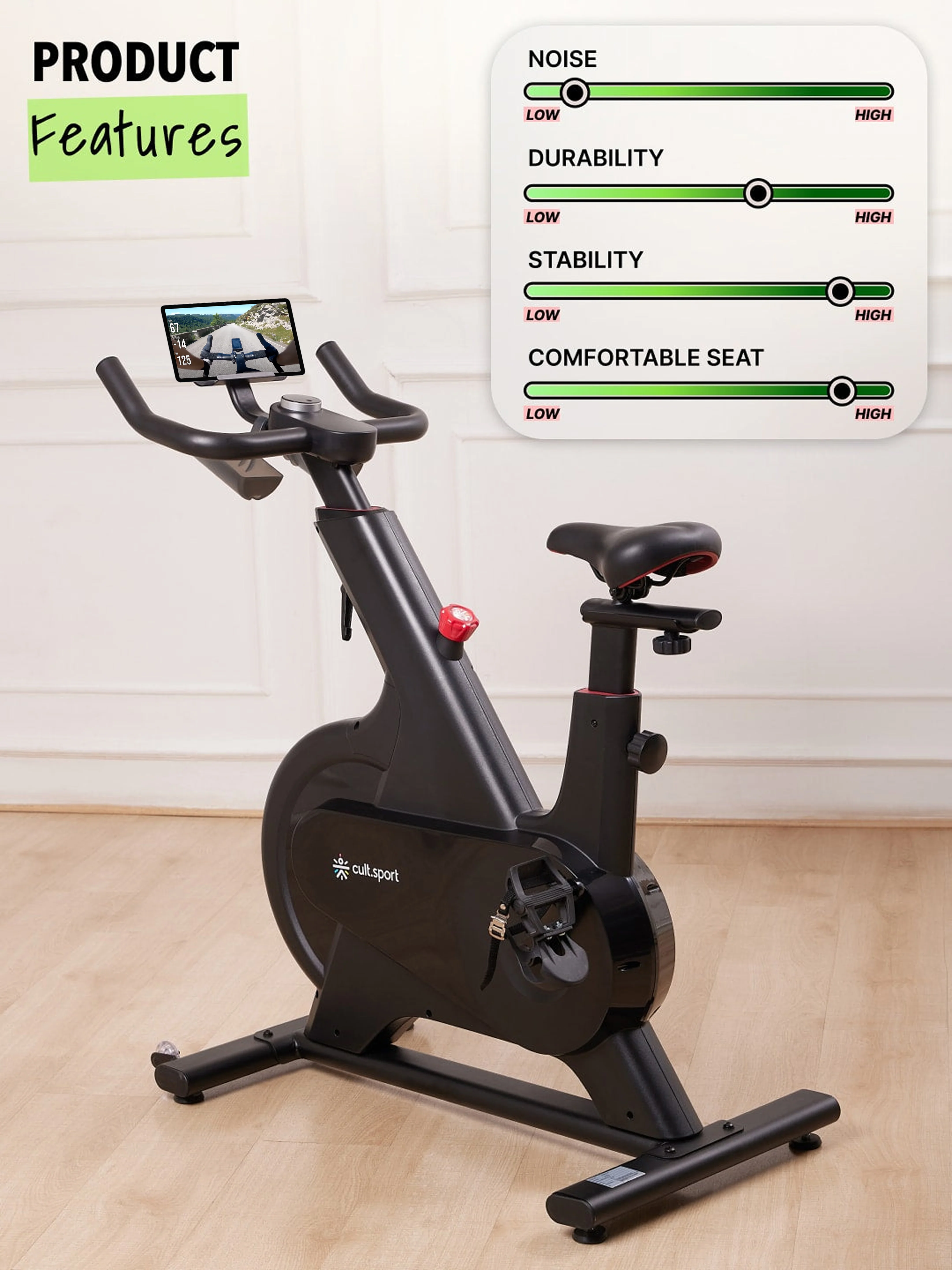 Smartbike Danville | 6.5kg Flywheel | Max Weight-130kg | 100 Level Magnetic Resistance (with 6 months extended warranty) - Image 3