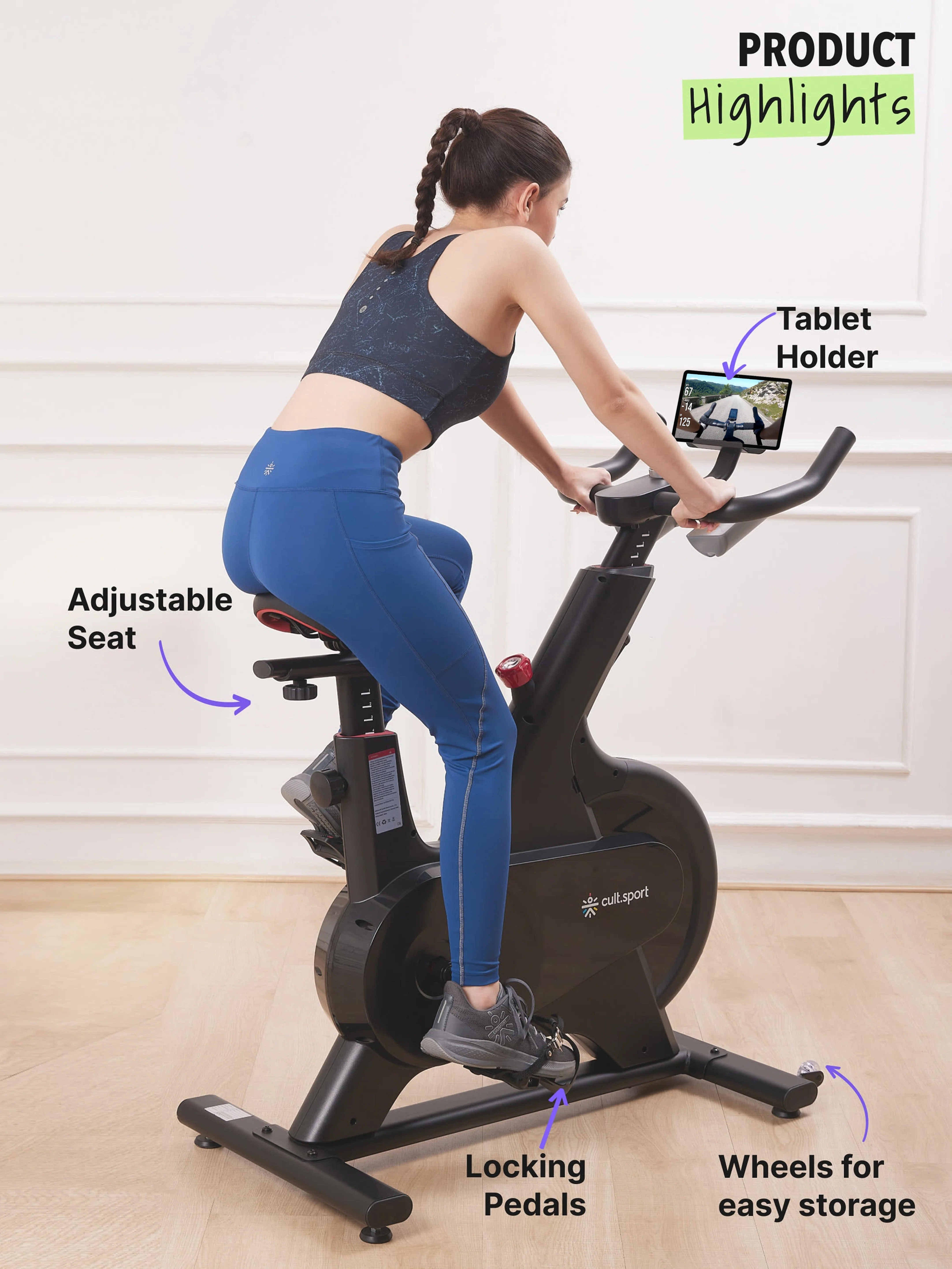 Smartbike Danville | 6.5kg Flywheel | Max Weight-130kg | 100 Level Magnetic Resistance (with 6 months extended warranty) - Image 4