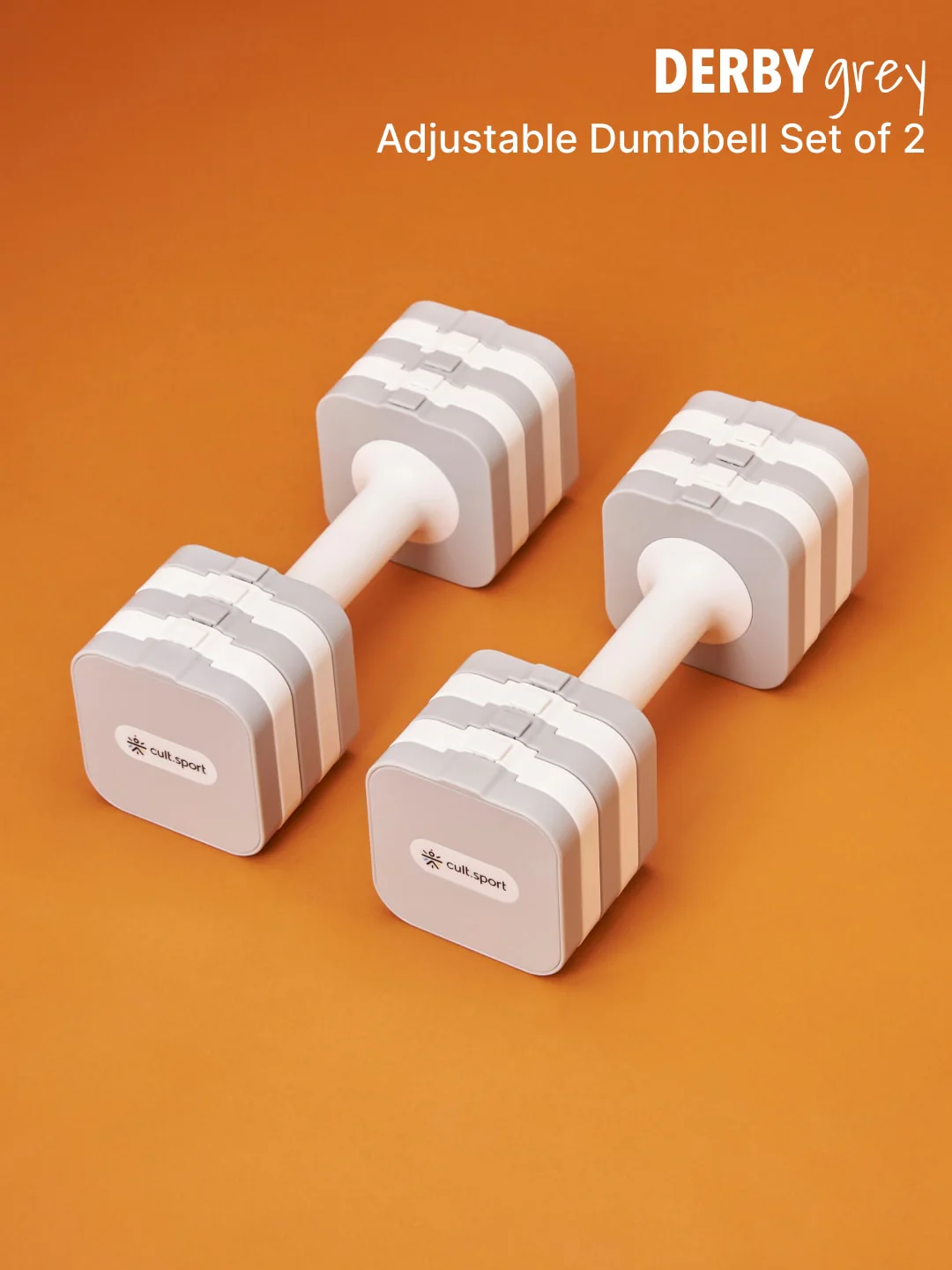 Cultsport Derby, Pack of 2 Adjustable Dumbbell for Strength Workout at Home (Grey), 6 Months Warranty - Image 2
