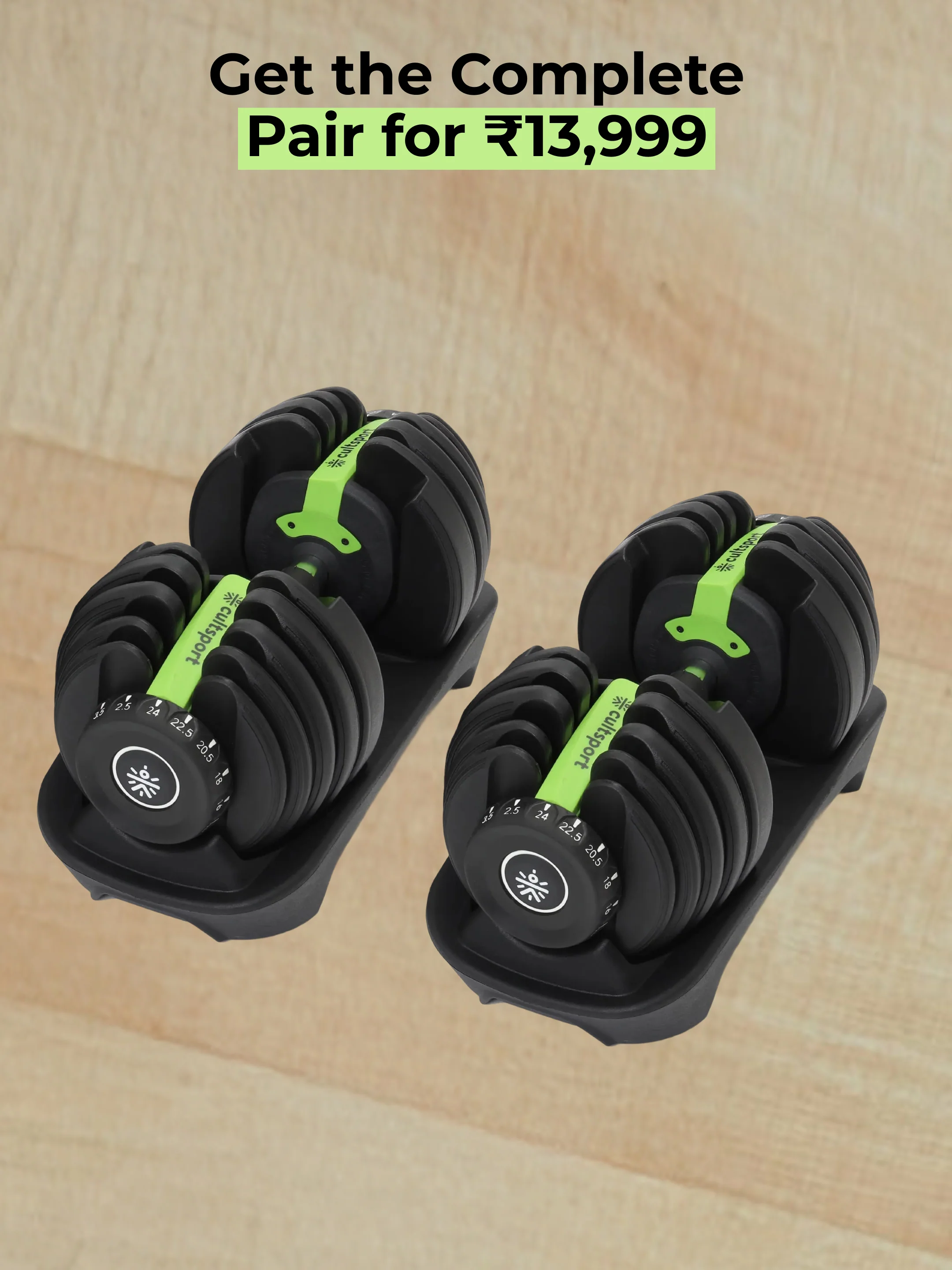 24 kg Compact Adjustable Dumbbell (2.5kg to 24kg), Easy Weight Change: 15-in-1 (1 piece) (6 Months extended Warranty only on Cultsport.com) - Image 2