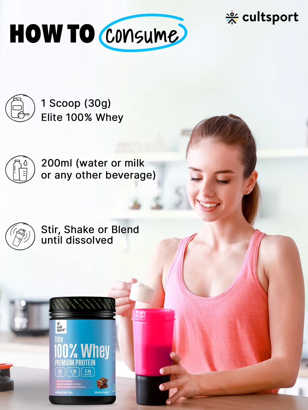 Cultsport Elite 100 Whey 500g - Image 7