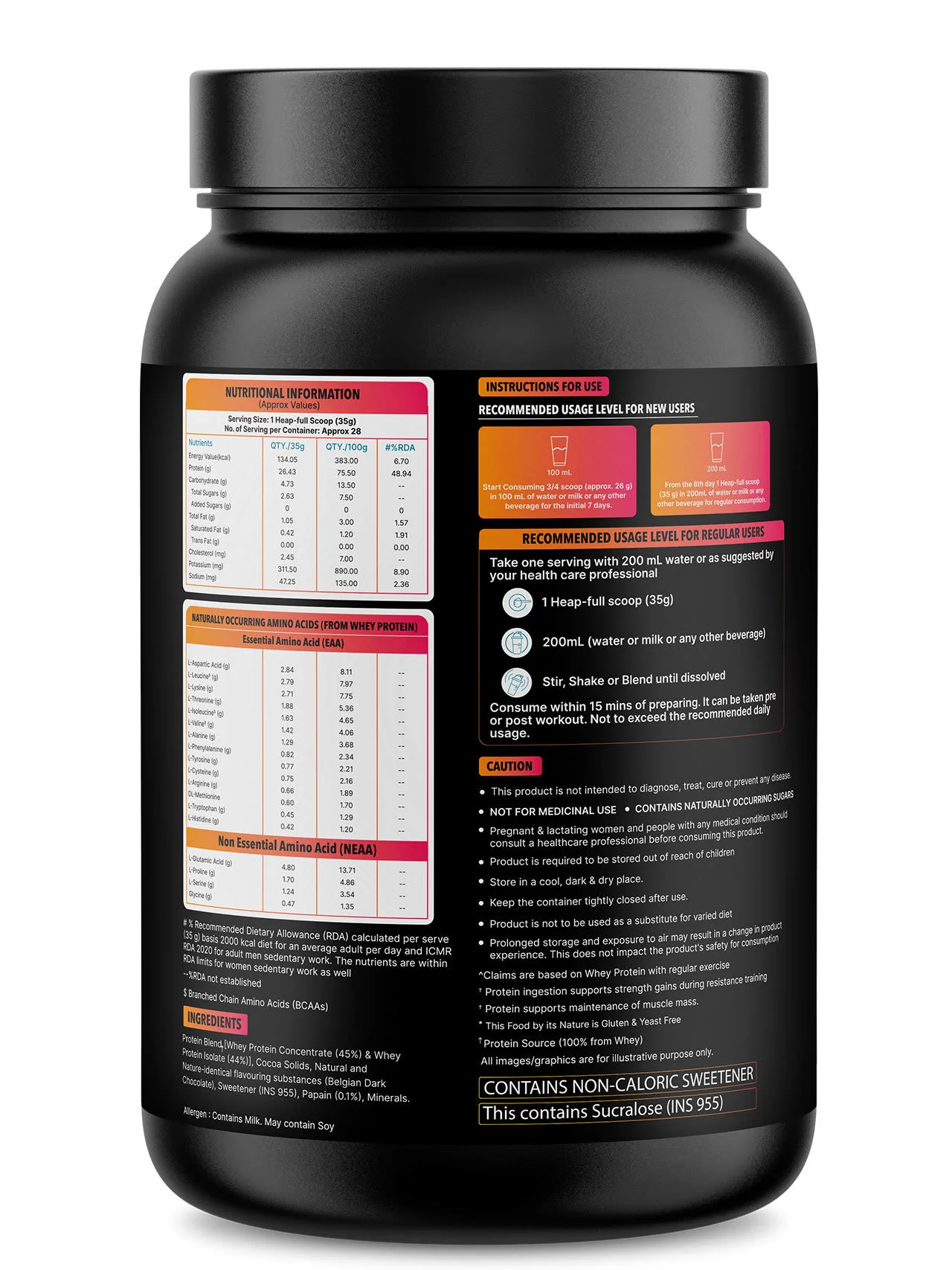 100% Whey Protein Premium Protein - 1kg | Sugar free | Protein Powder for Men & Women for Muscle Support & Recovery | 25g Protein Per Serving | 2.5g BCAA, 3.9g Glutamic acid | Belgium Dark Chocolate - Image 11