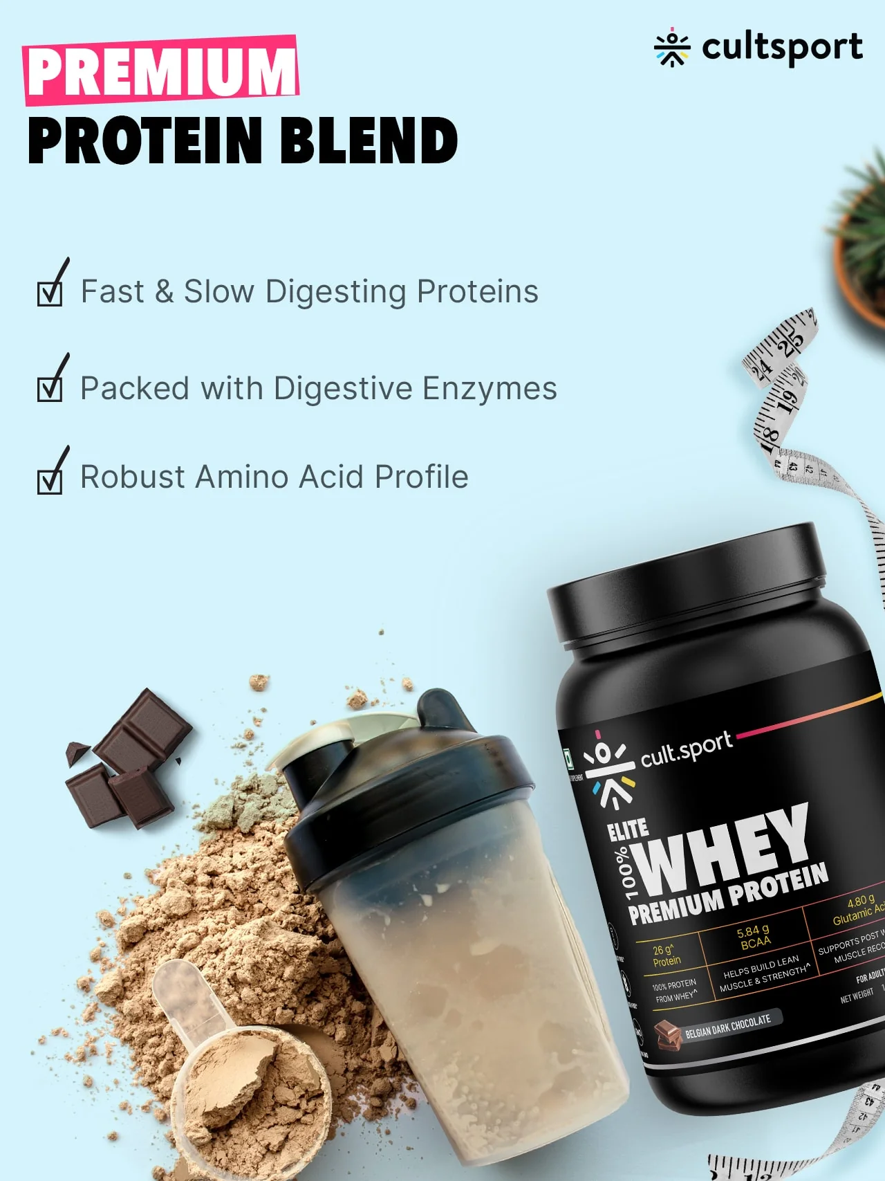 100% Whey Protein Premium Protein - 1kg | Sugar free | Protein Powder for Men & Women for Muscle Support & Recovery | 25g Protein Per Serving | 2.5g BCAA, 3.9g Glutamic acid | Belgium Dark Chocolate - Image 6