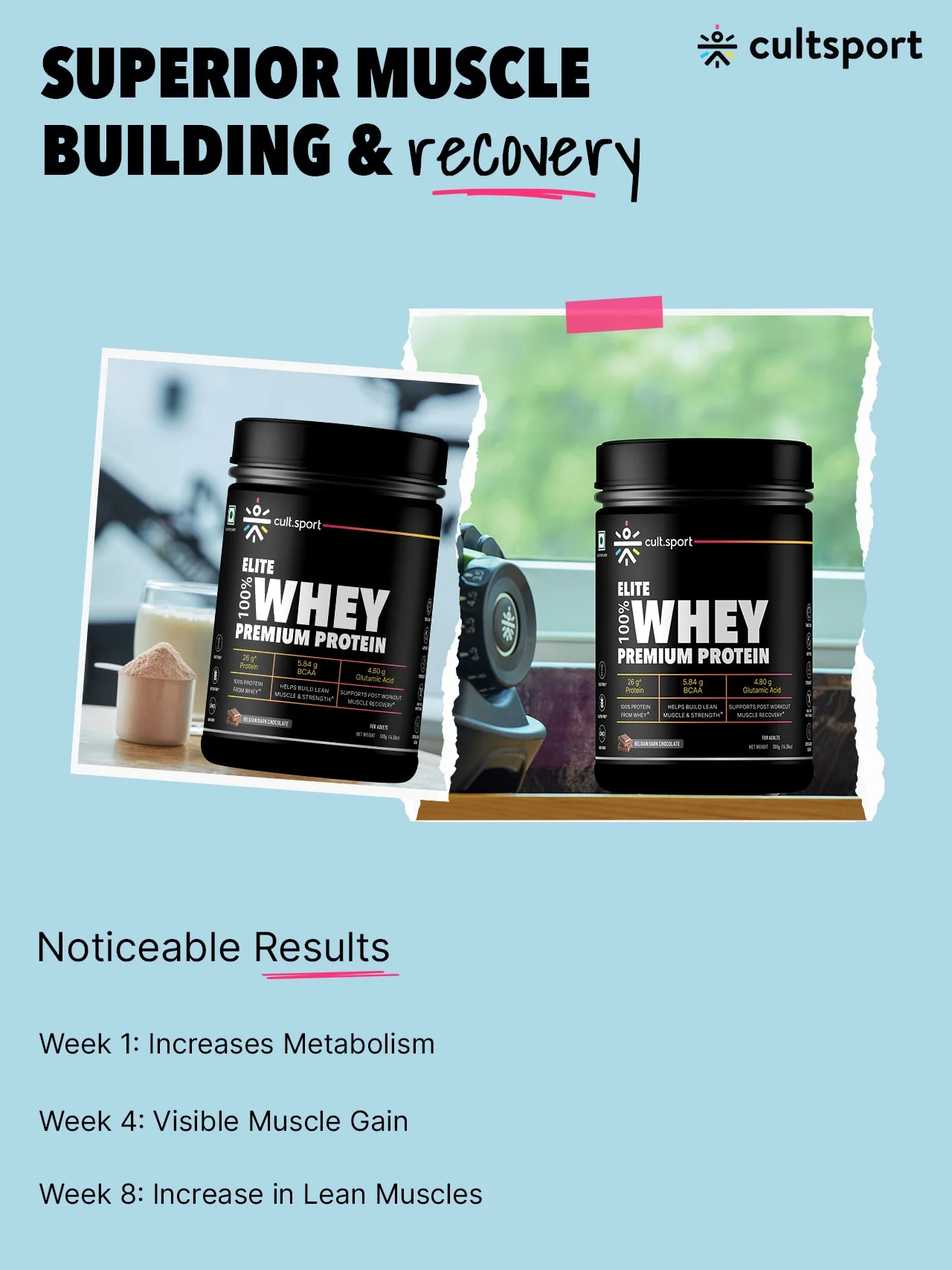 100% Whey Protein Premium Protein - 500g | Sugar free | Protein Powder for Men & Women for Muscle Support & Recovery | 25g Protein Per Serving | 2.5g BCAA, 3.9g Glutamic acid | Belgium Dark Chocolate - Image 10