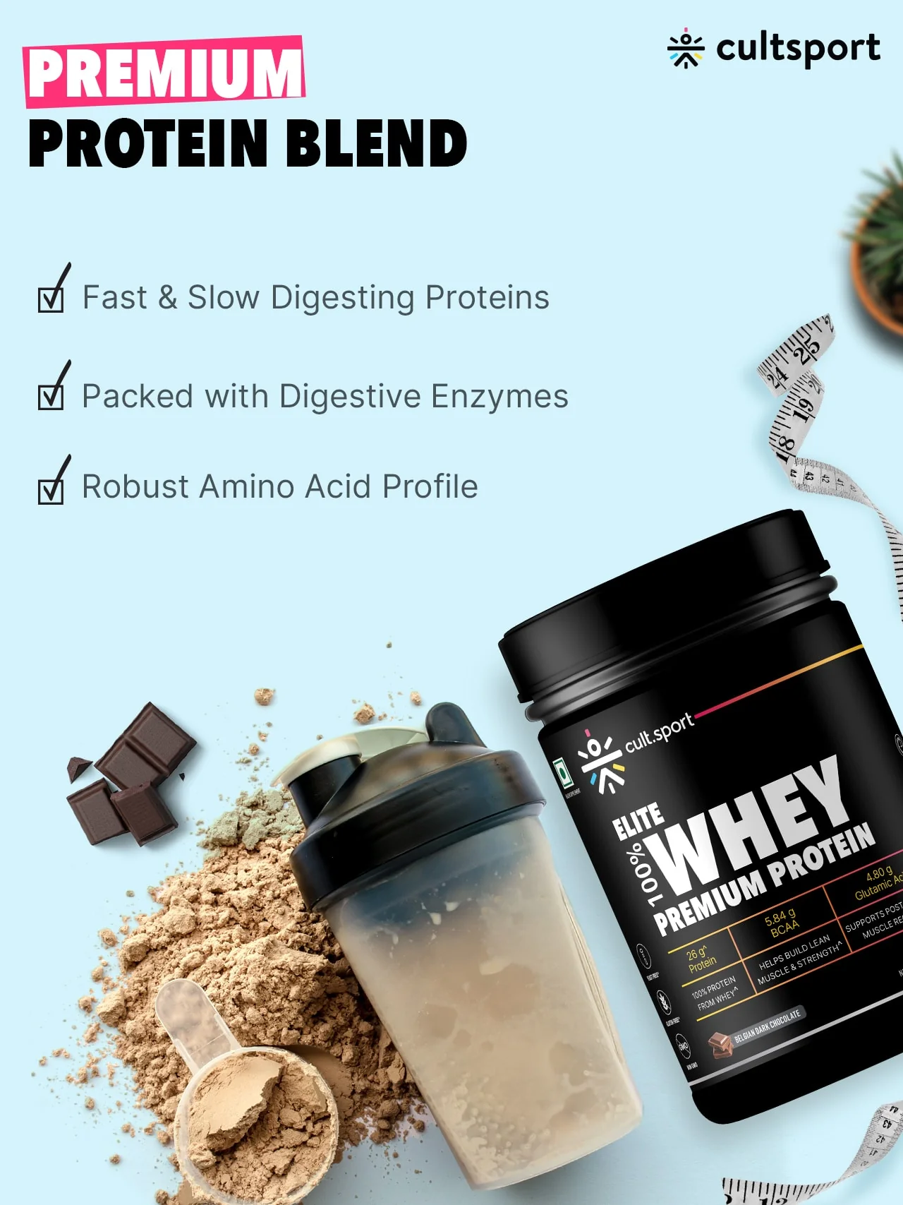 100% Whey Protein Premium Protein - 500g | Sugar free | Protein Powder for Men & Women for Muscle Support & Recovery | 25g Protein Per Serving | 2.5g BCAA, 3.9g Glutamic acid | Belgium Dark Chocolate - Image 7