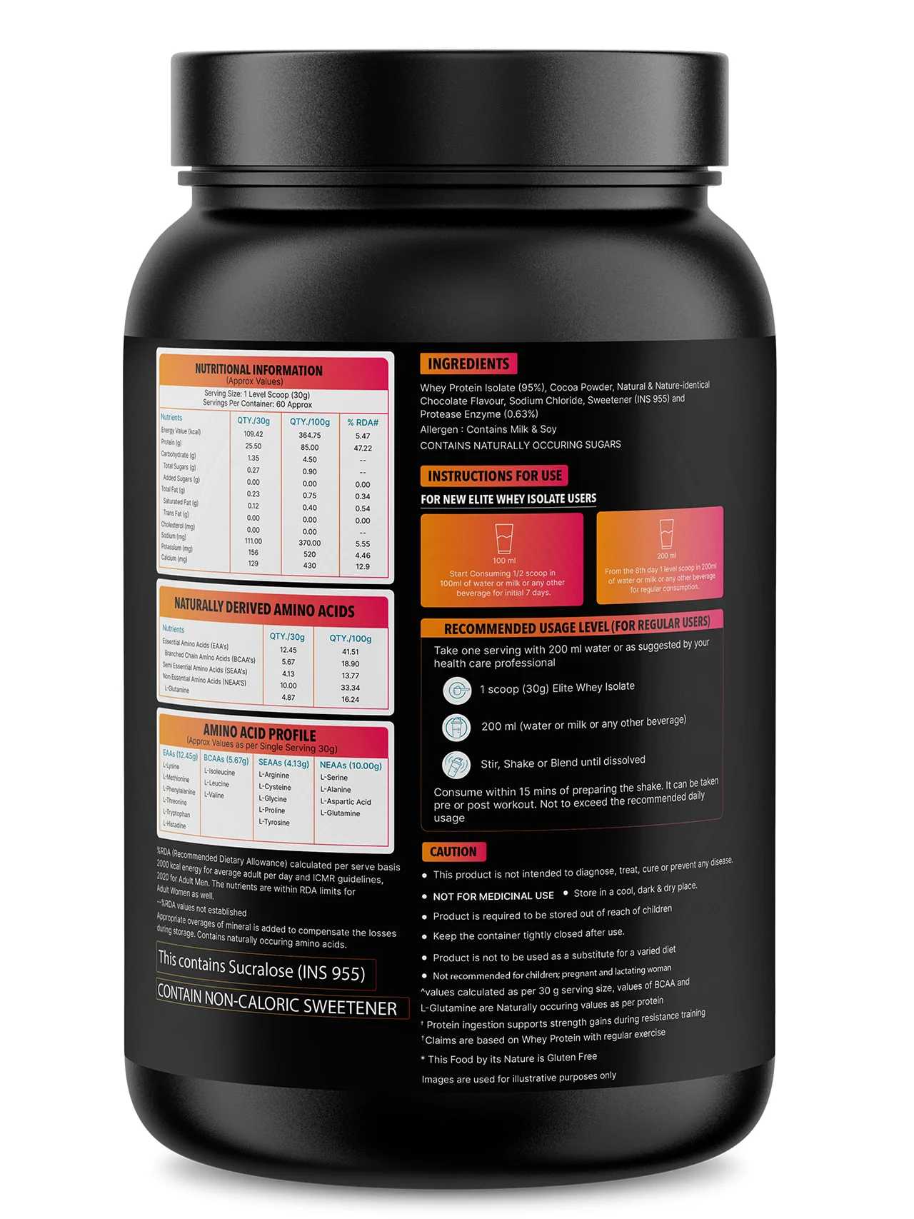 Elite Whey Isolate Advanced Whey Protein - 1.81Kg | Protein Powder for Men & Women for Muscle Building & Recovery | 25g Protein Per Serving | 5g BCAA | 4.2g L - glutamine | Sugar free | Dutch Dark Chocolate - Image 2